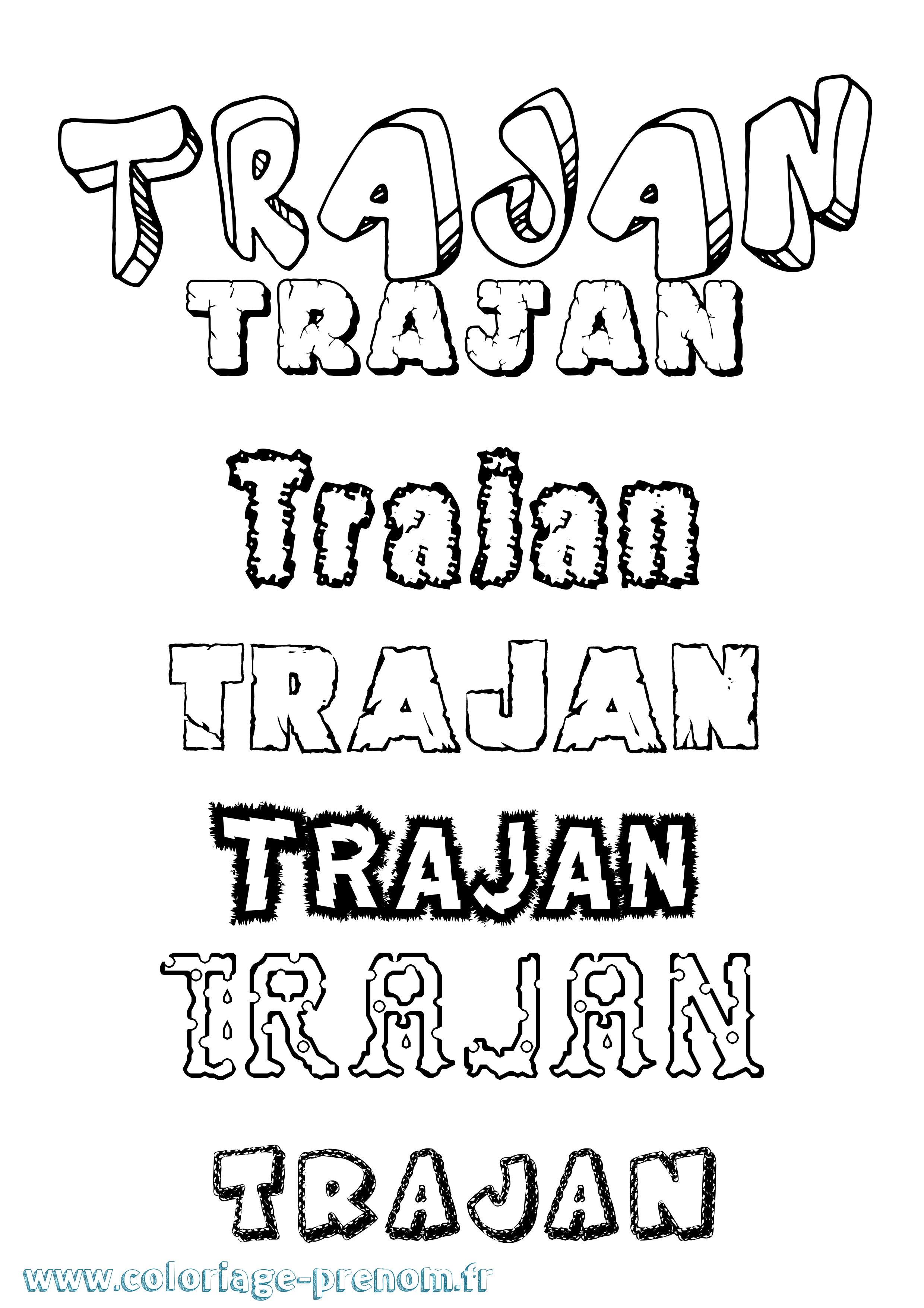 Coloriage Trajan Destructuré Coloriage prénom Trajan Destructuré