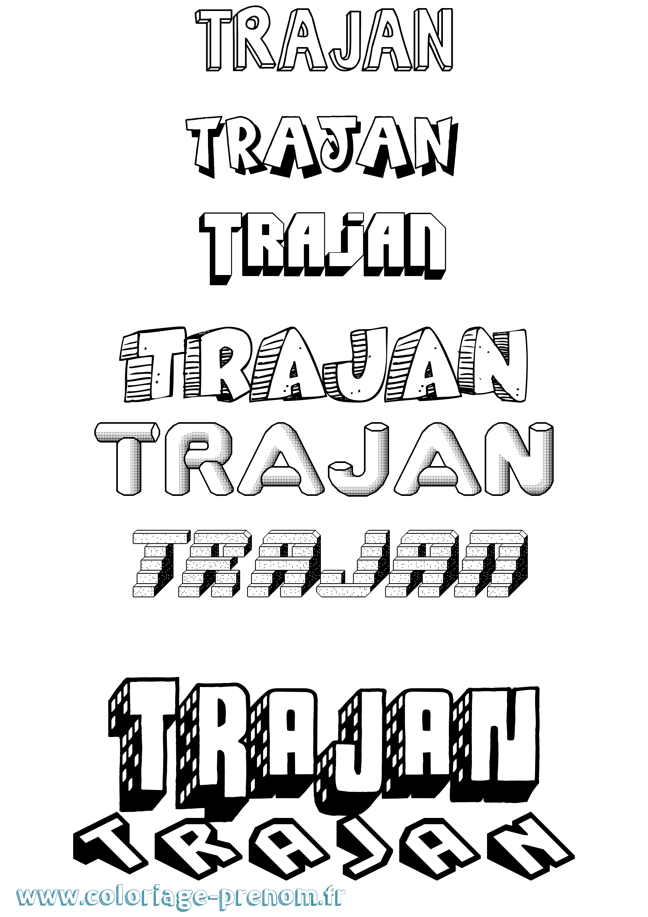 Coloriage Trajan Effet 3D Coloriage prénom Trajan Effet 3D