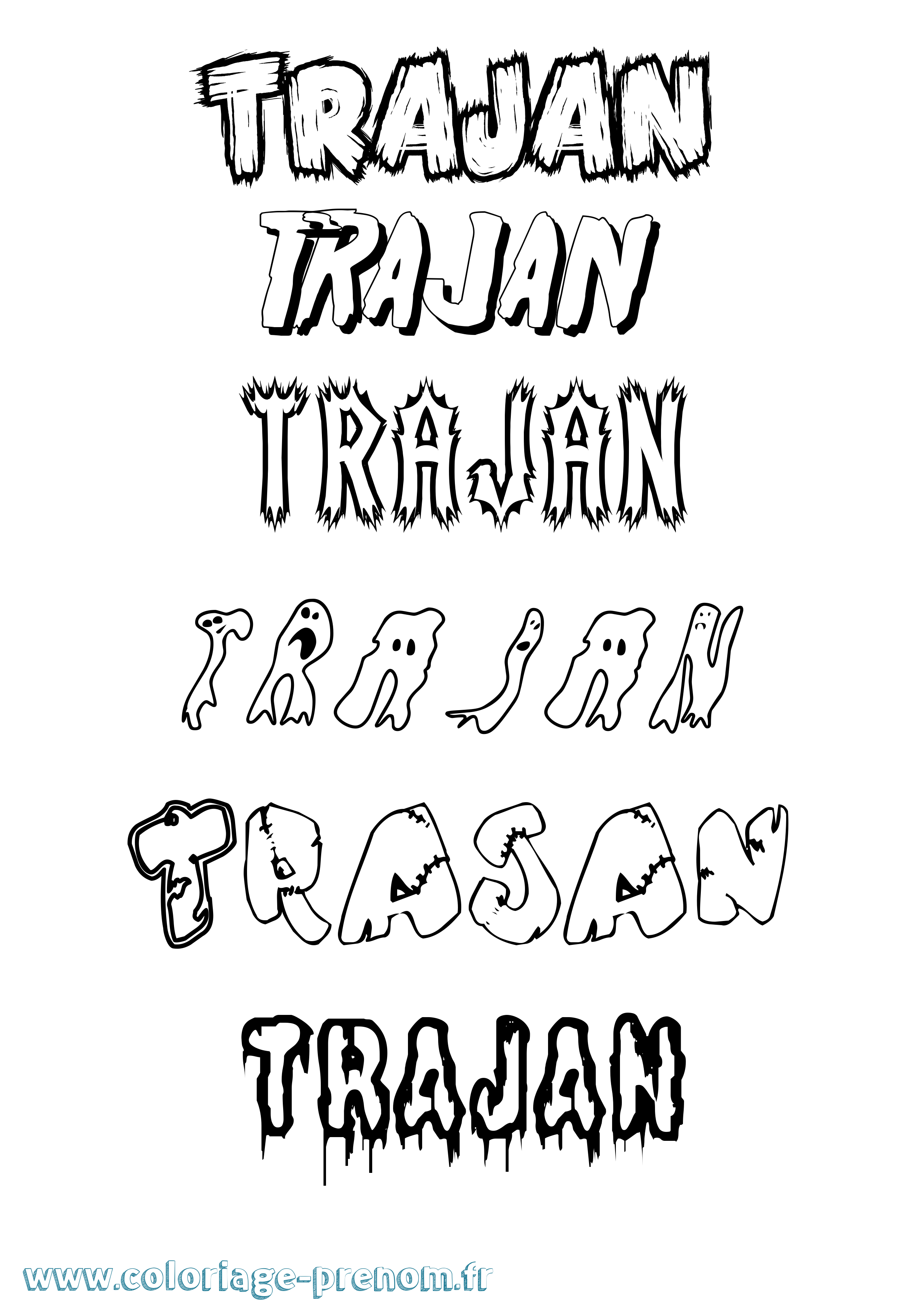 Coloriage Trajan Frisson Coloriage prénom Trajan Frisson