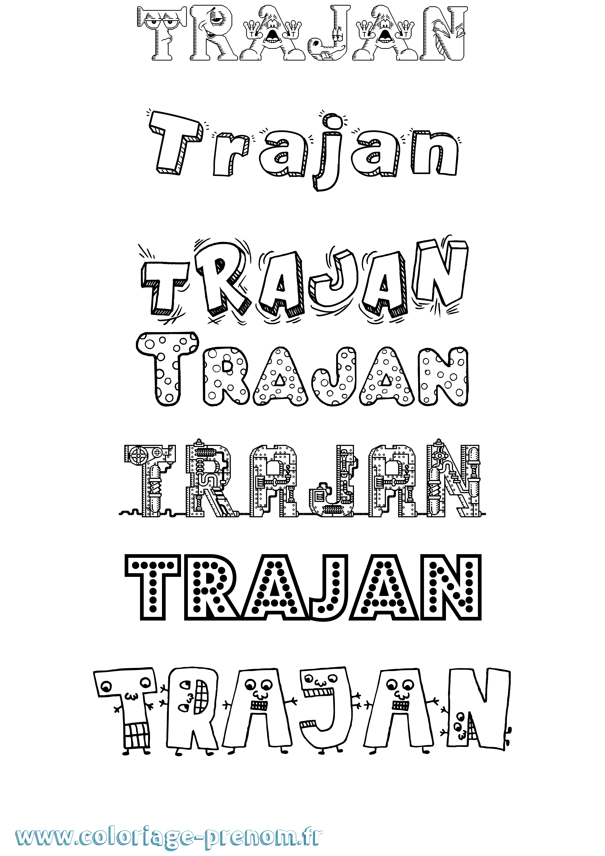 Coloriage Trajan Fun Coloriage prénom Trajan Fun