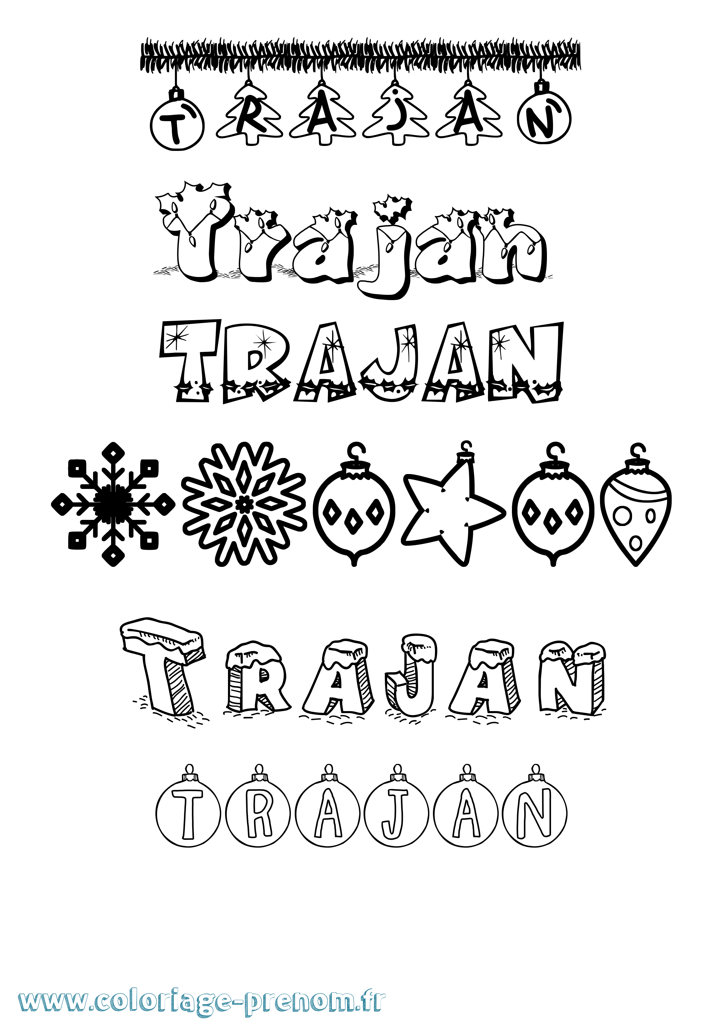 Coloriage Trajan Noël Coloriage prénom Trajan Noël