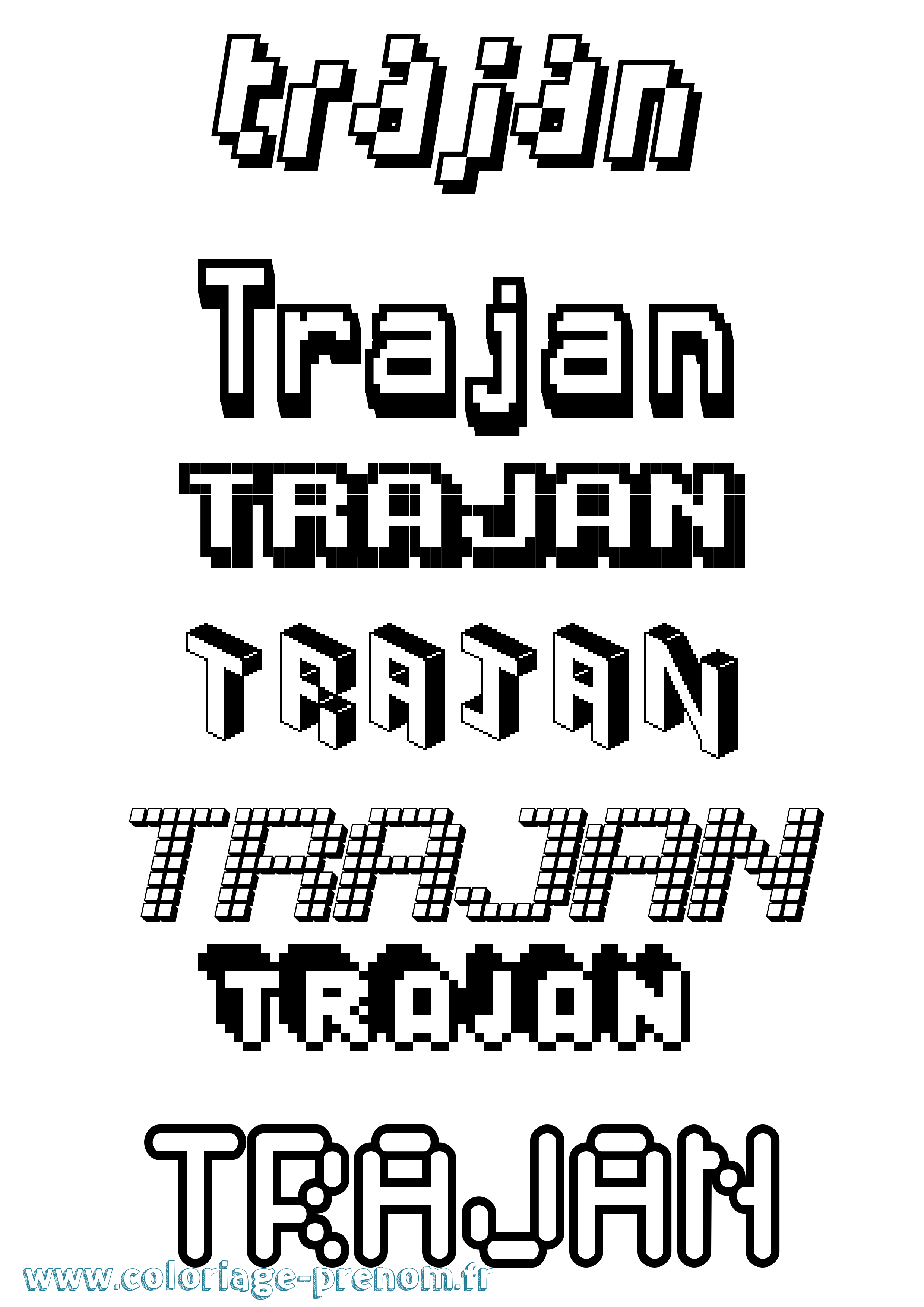 Coloriage Trajan Pixel Coloriage prénom Trajan Pixel