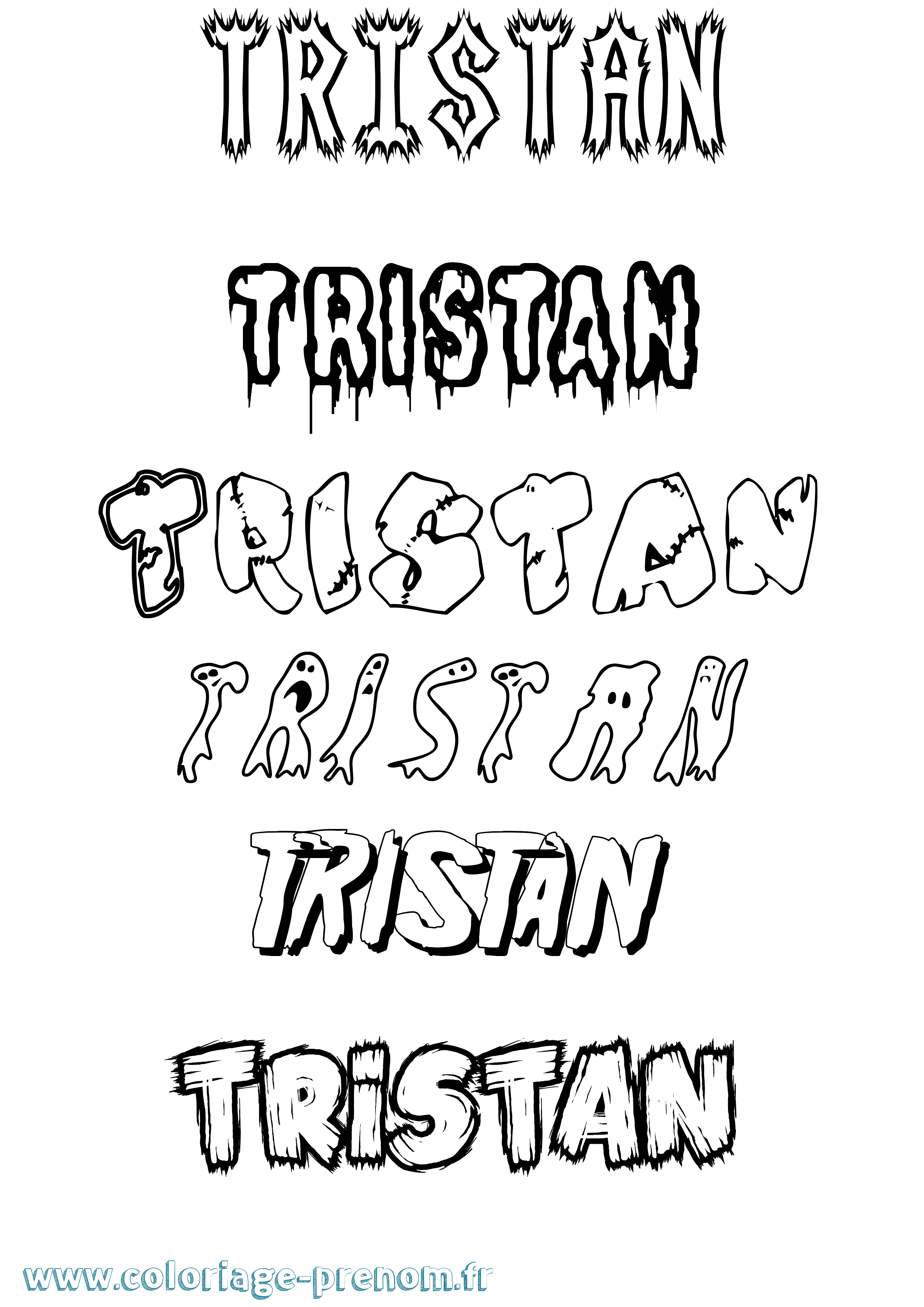 Coloriage prénom Tristan Frisson