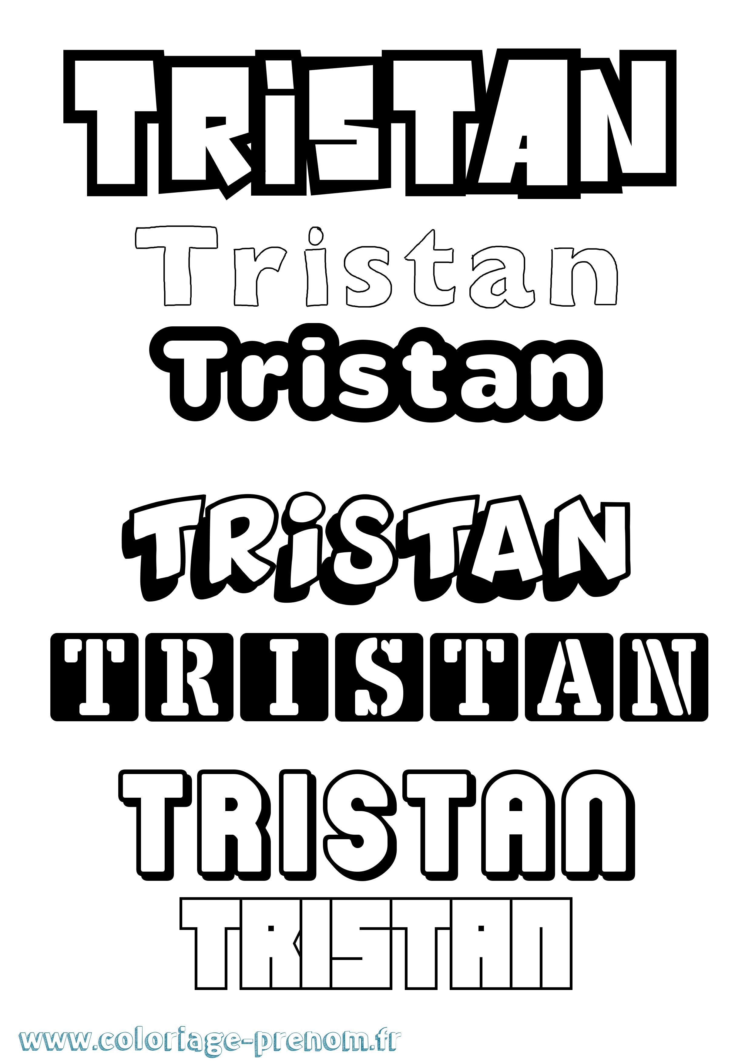 Coloriage prénom Tristan Simple