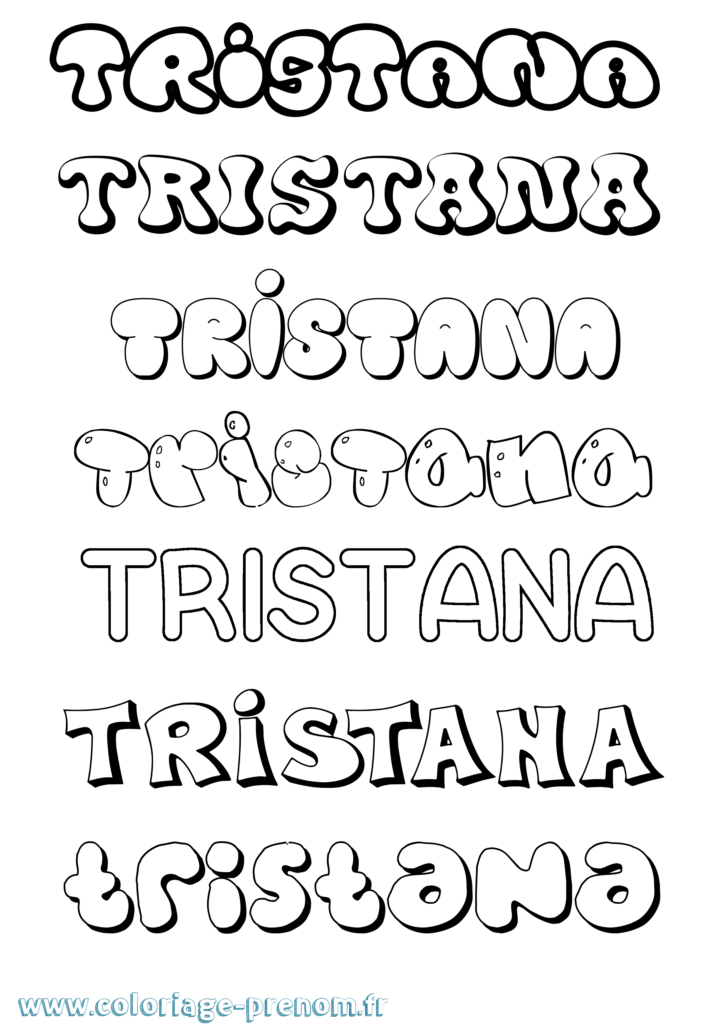 Coloriage prénom Tristana Bubble