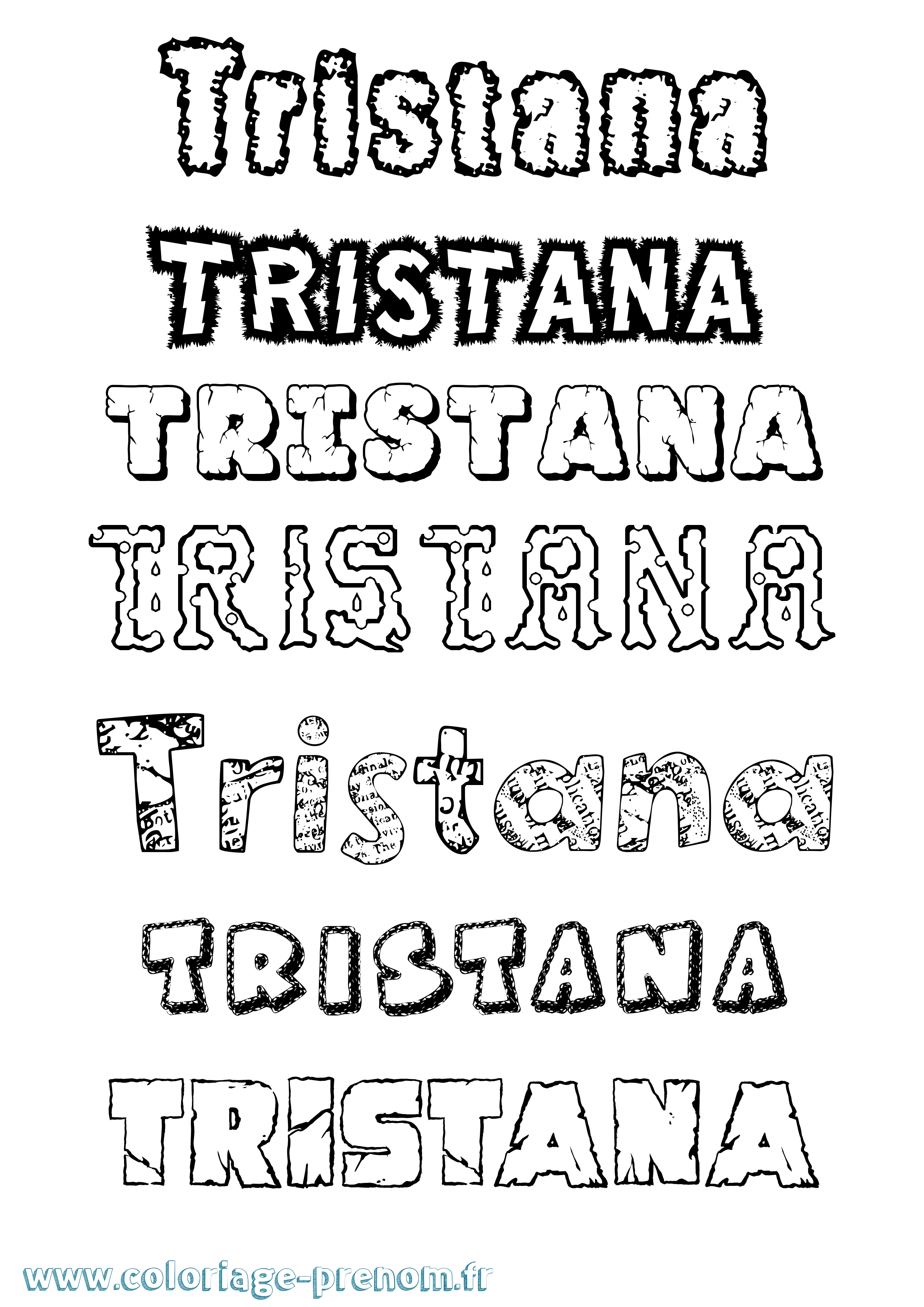 Coloriage prénom Tristana Destructuré