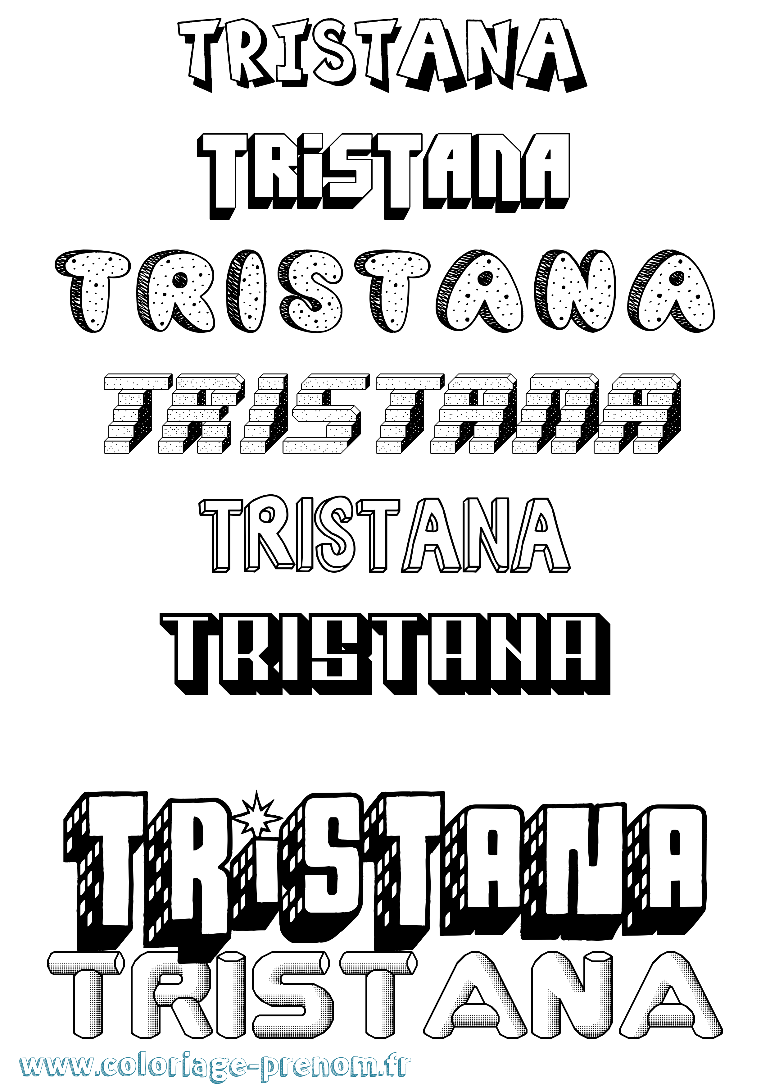Coloriage prénom Tristana Effet 3D