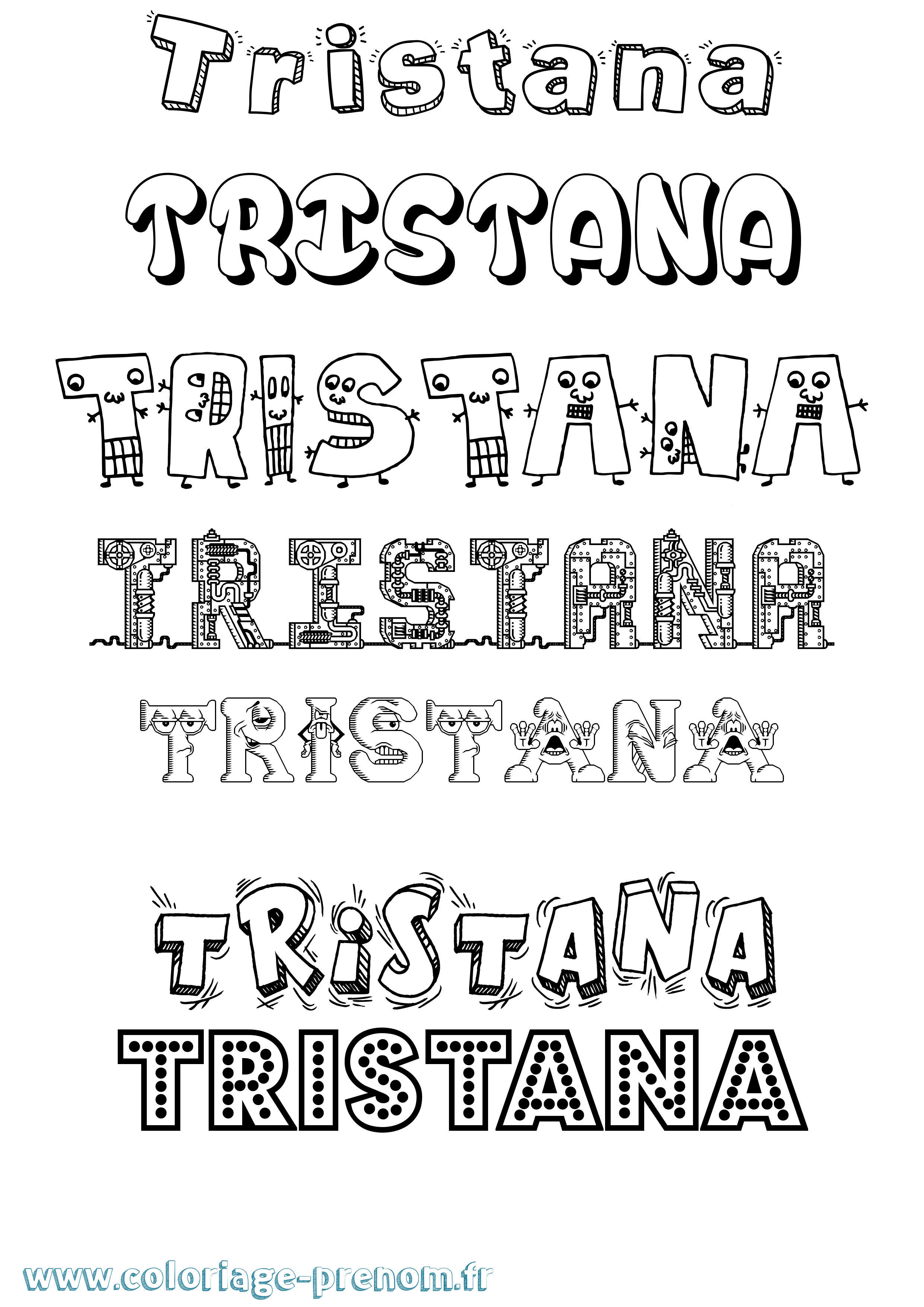 Coloriage prénom Tristana Fun
