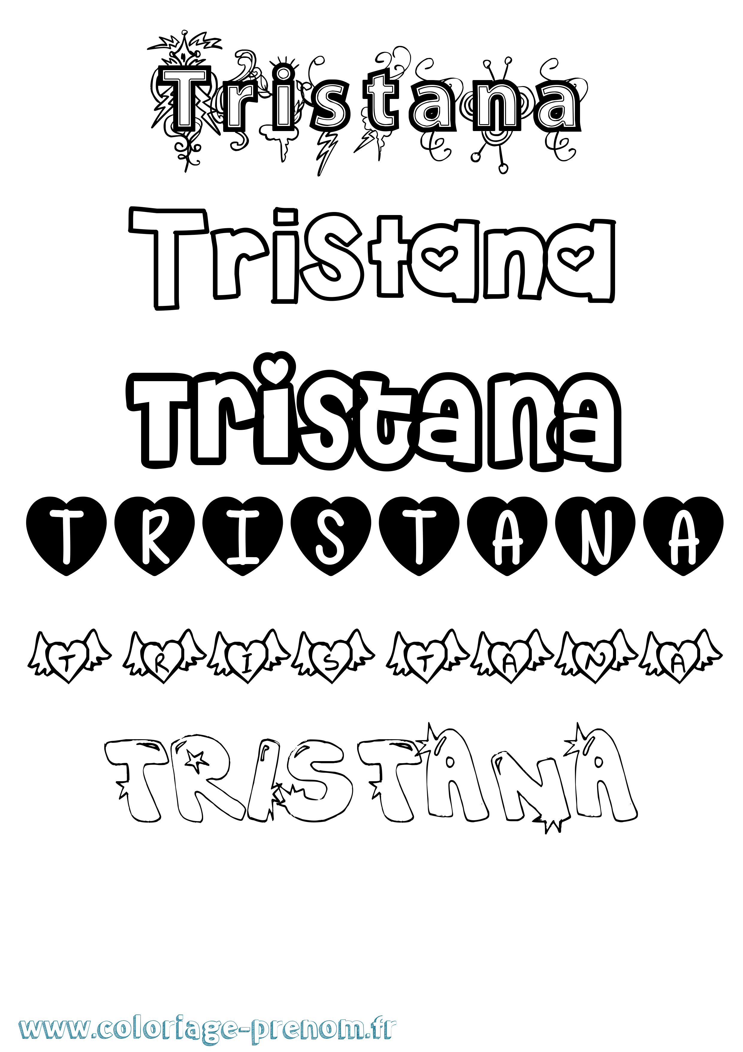 Coloriage prénom Tristana Girly