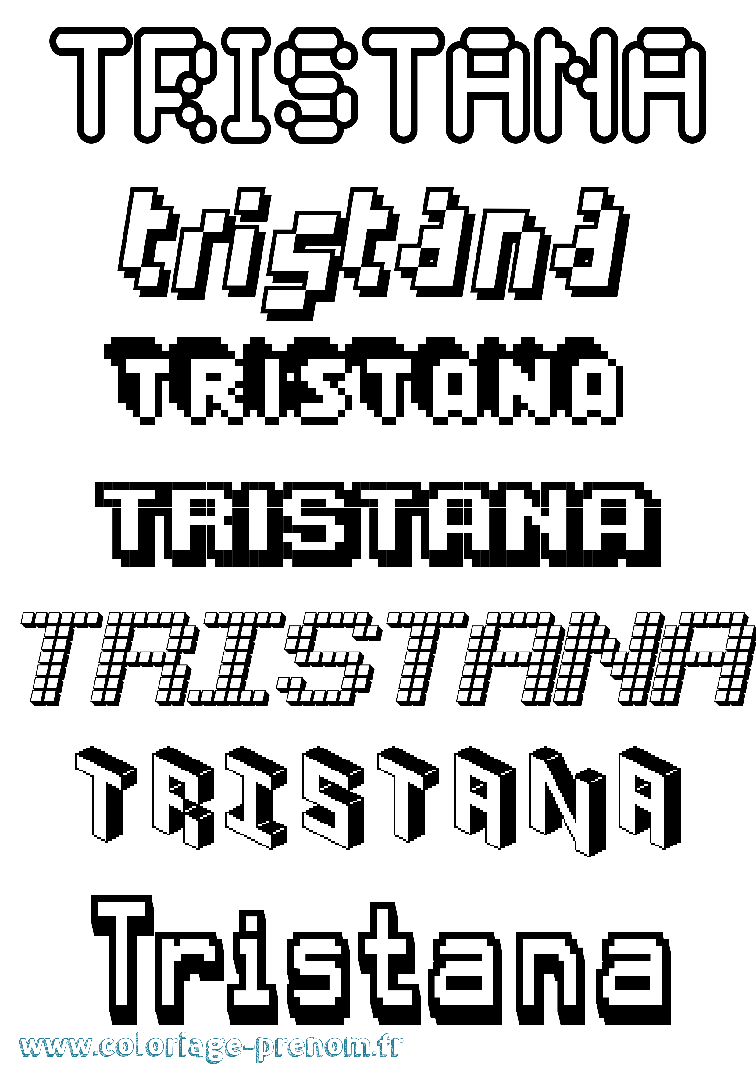 Coloriage prénom Tristana Pixel