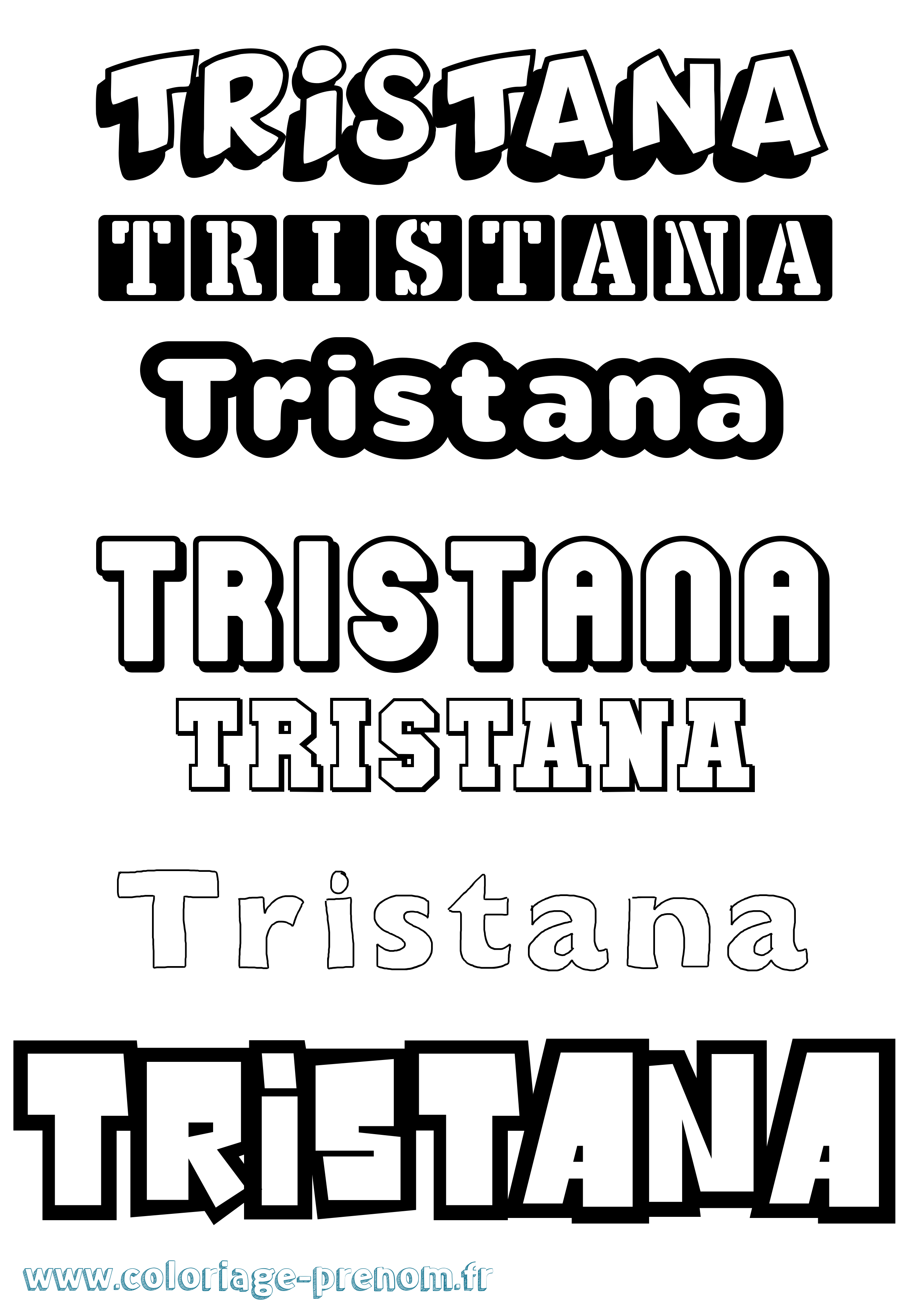Coloriage prénom Tristana Simple