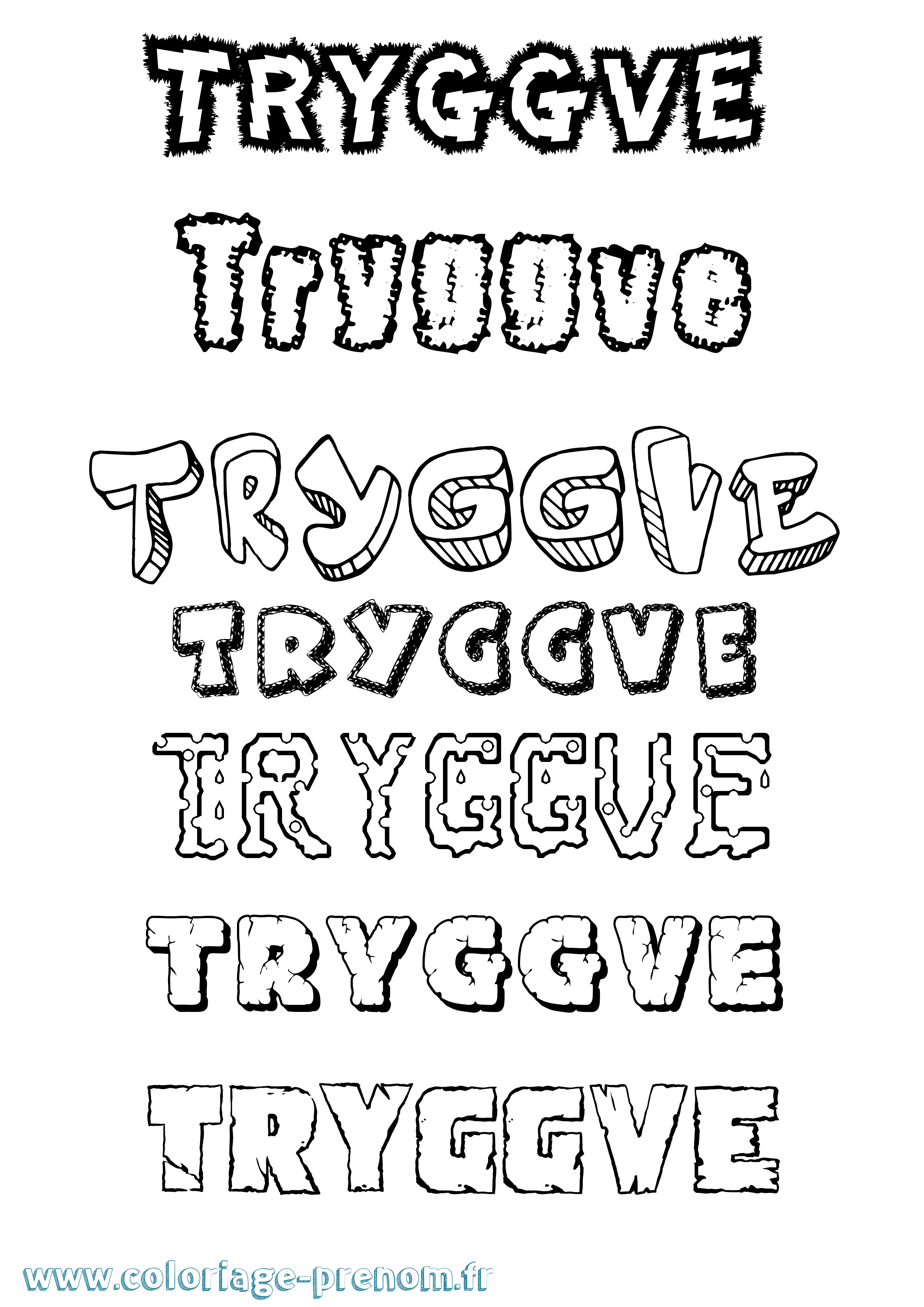 Coloriage Tryggve Destructuré Coloriage prénom Tryggve Destructuré
