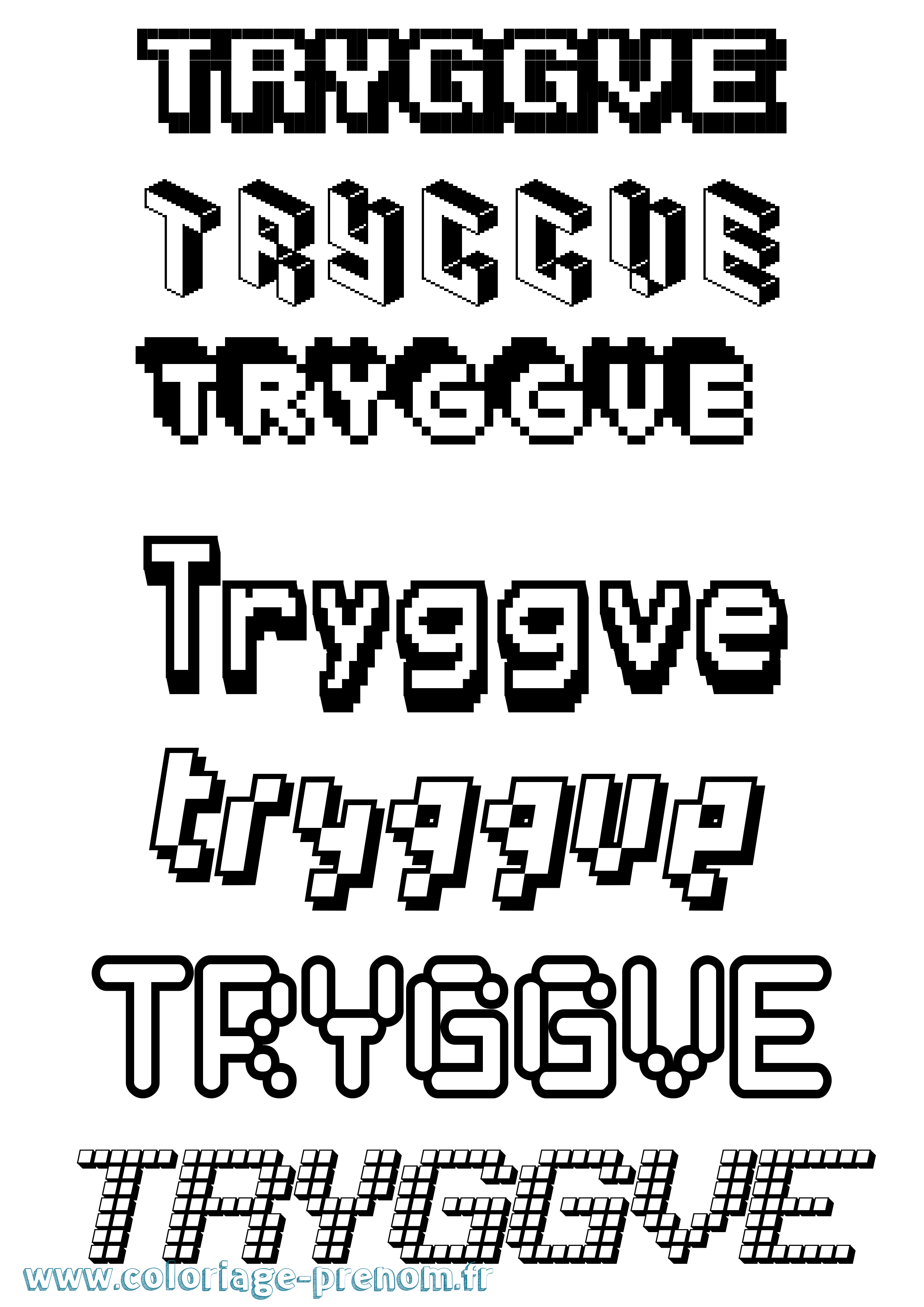 Coloriage Tryggve Pixel Coloriage prénom Tryggve Pixel