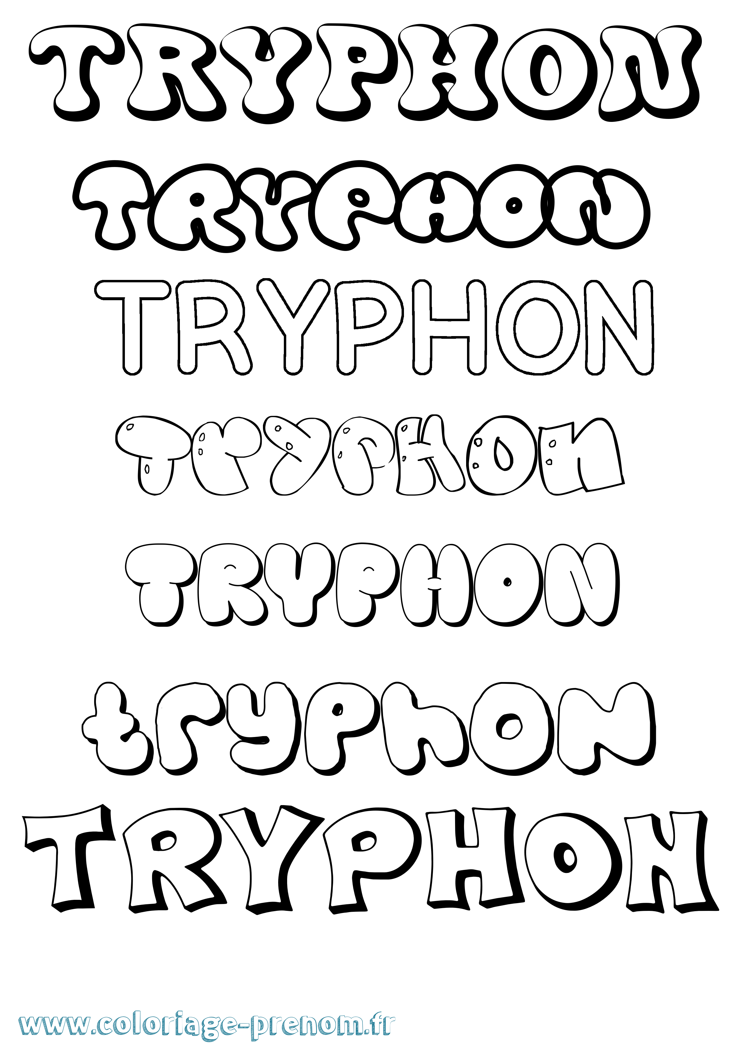 Coloriage prénom Tryphon Bubble