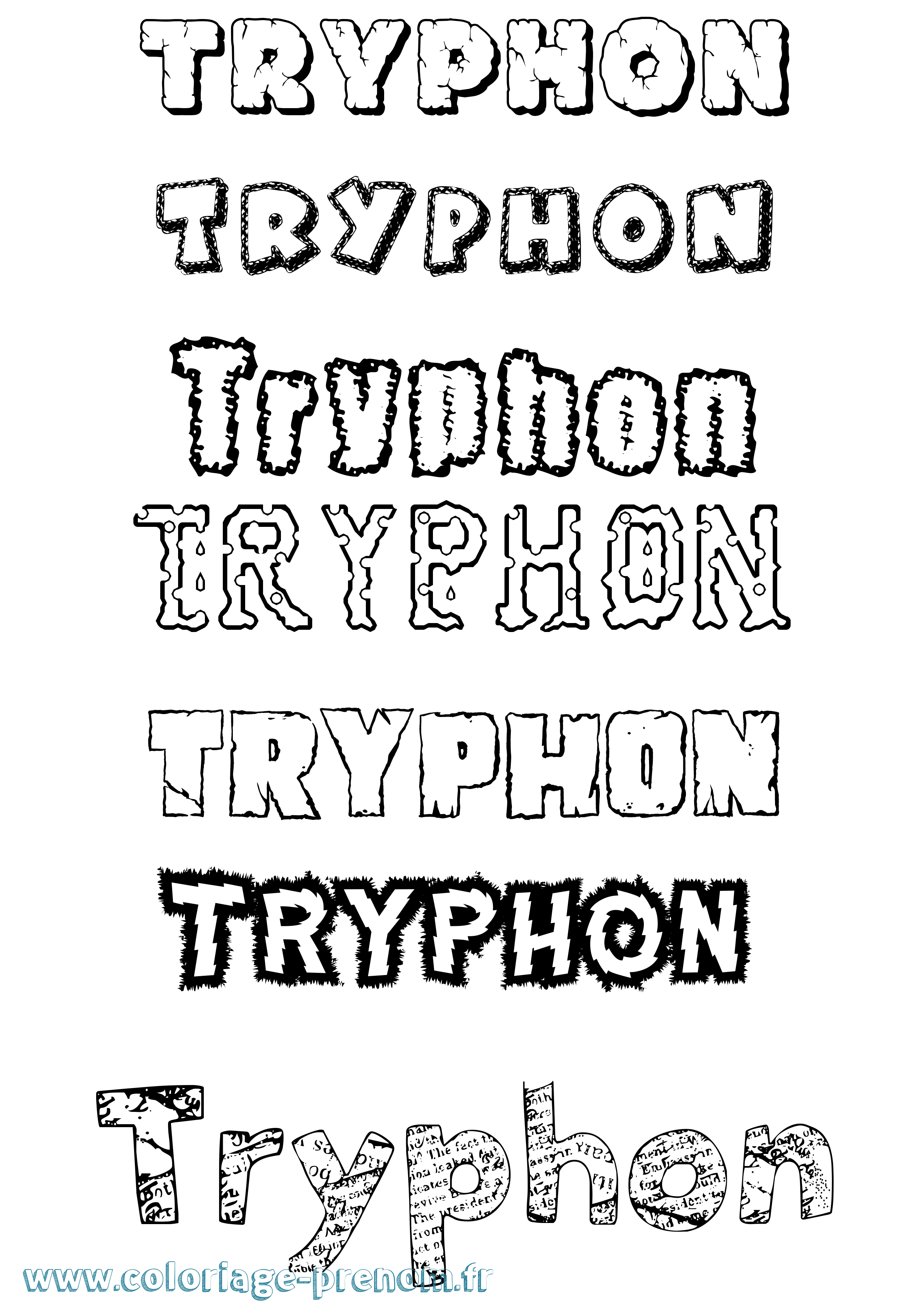 Coloriage prénom Tryphon Destructuré
