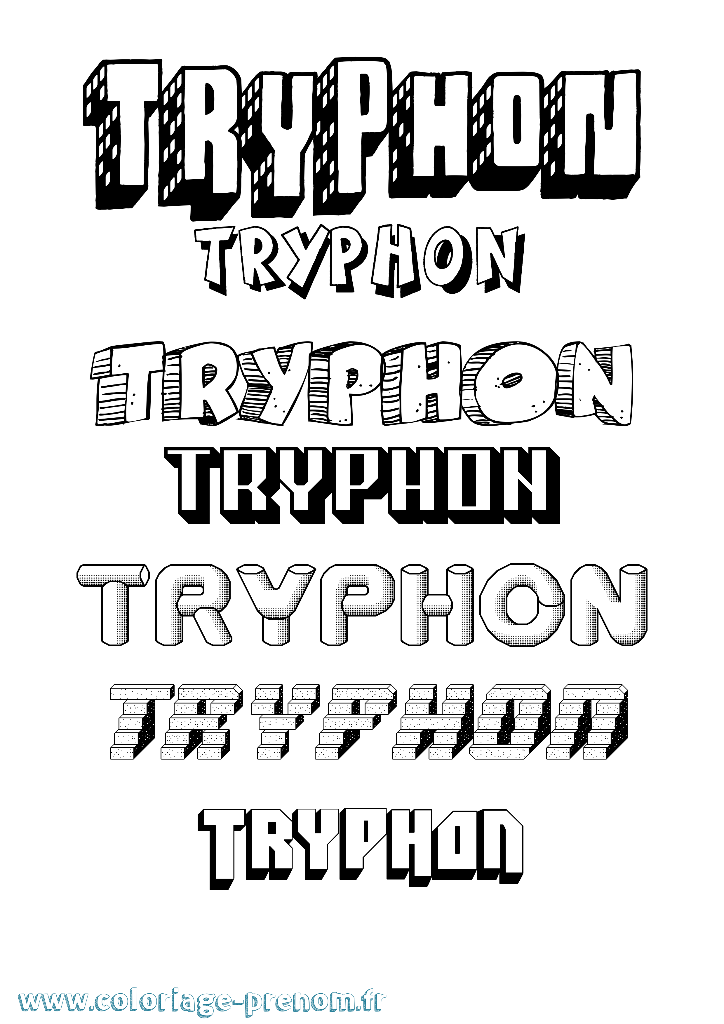 Coloriage prénom Tryphon Effet 3D