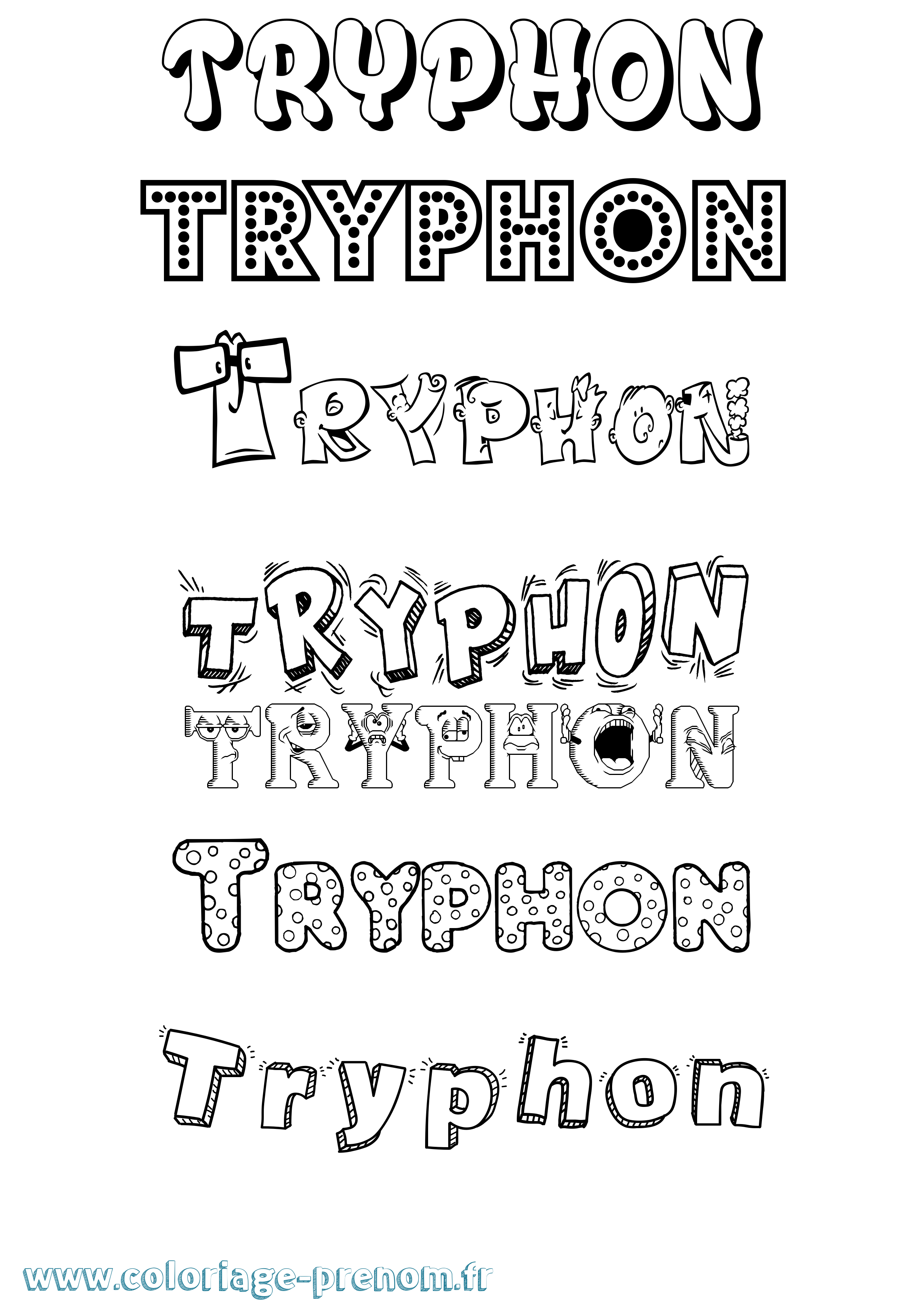 Coloriage prénom Tryphon Fun