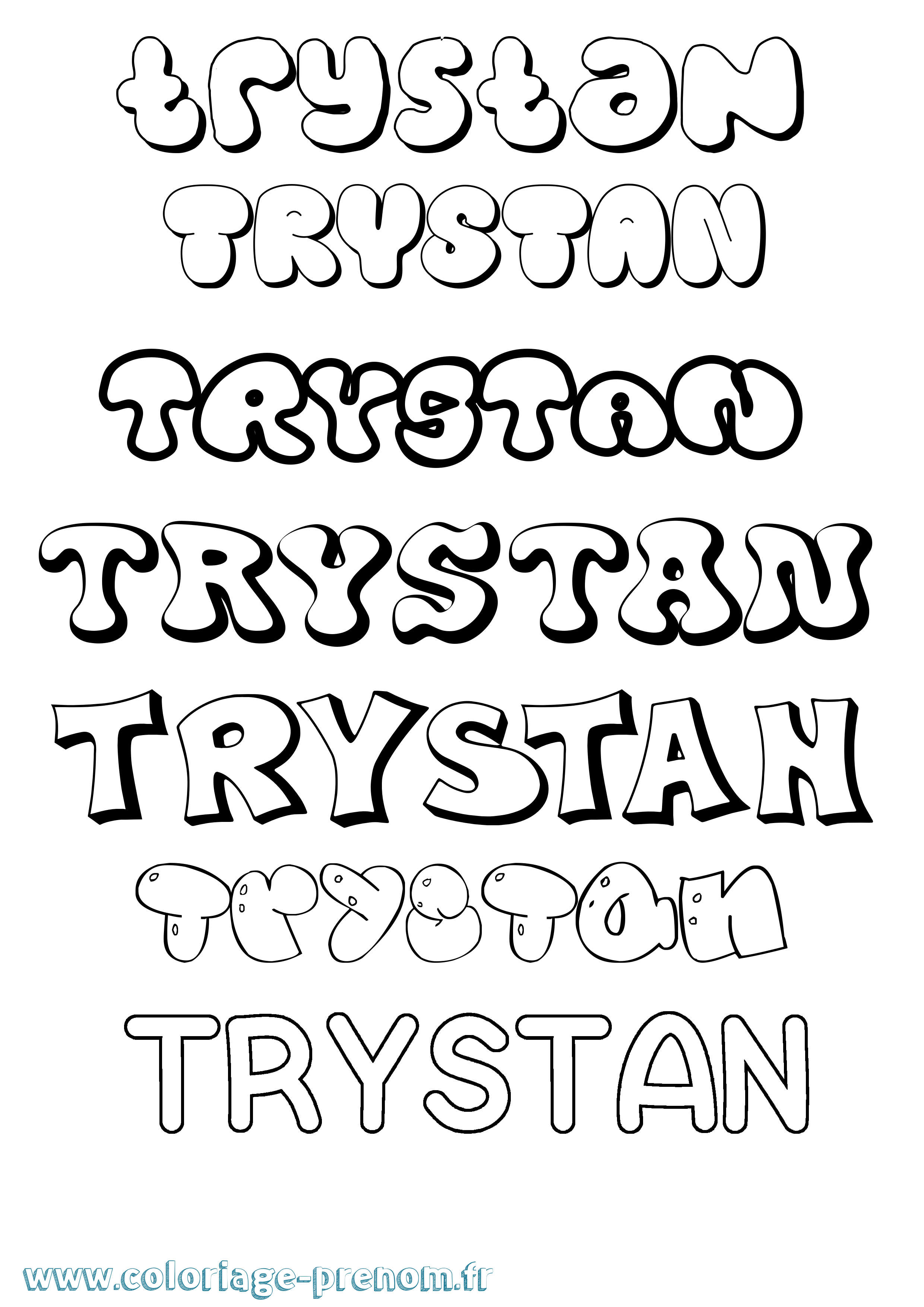 Coloriage prénom Trystan Bubble