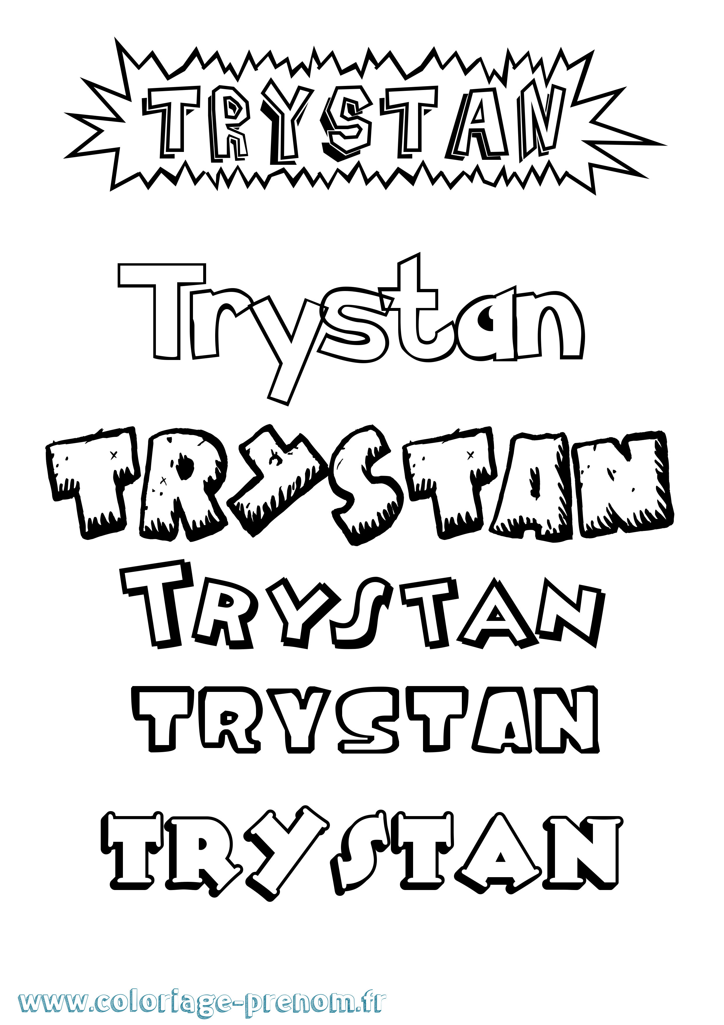 Coloriage prénom Trystan Dessin Animé