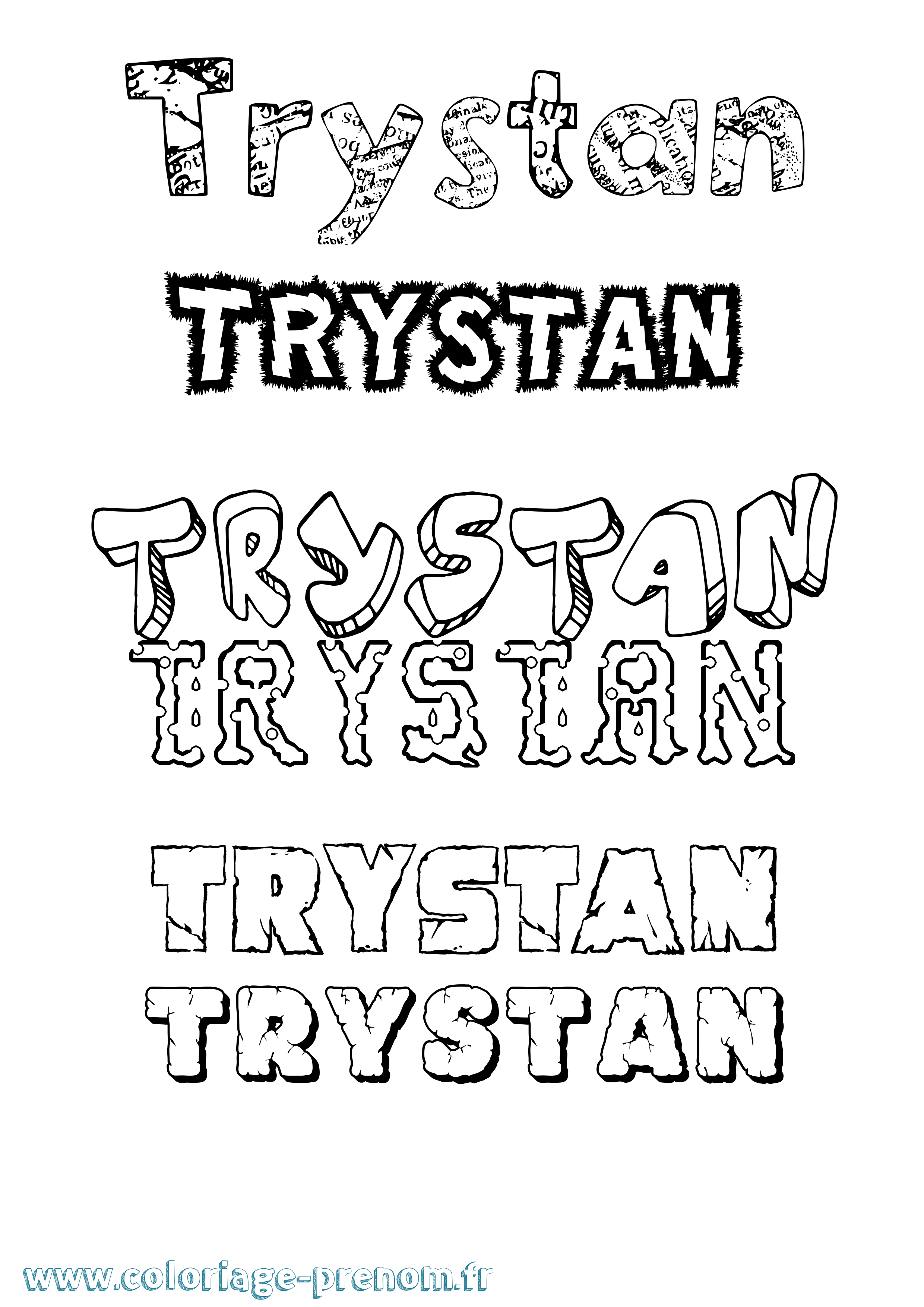 Coloriage prénom Trystan Destructuré