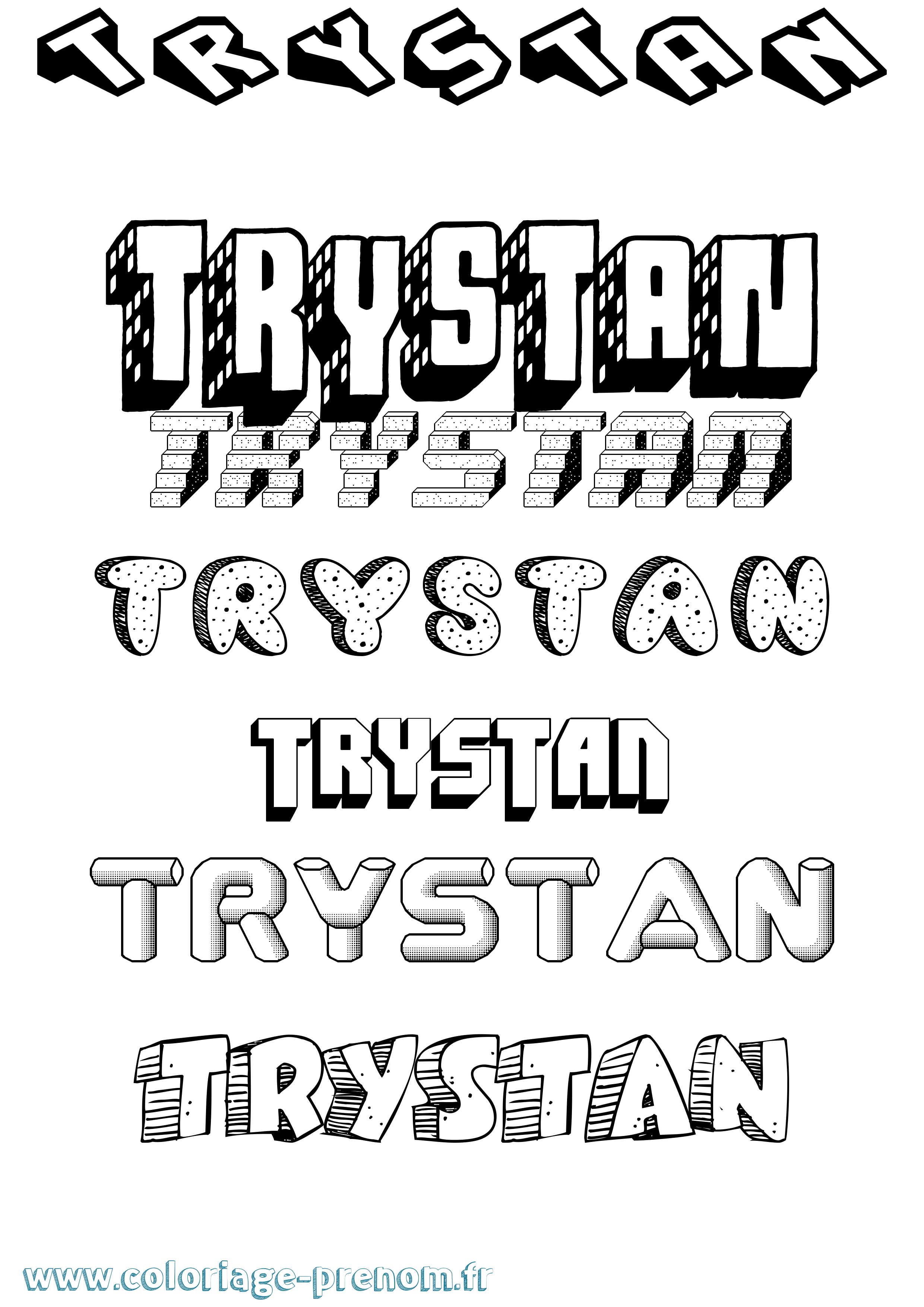 Coloriage prénom Trystan Effet 3D