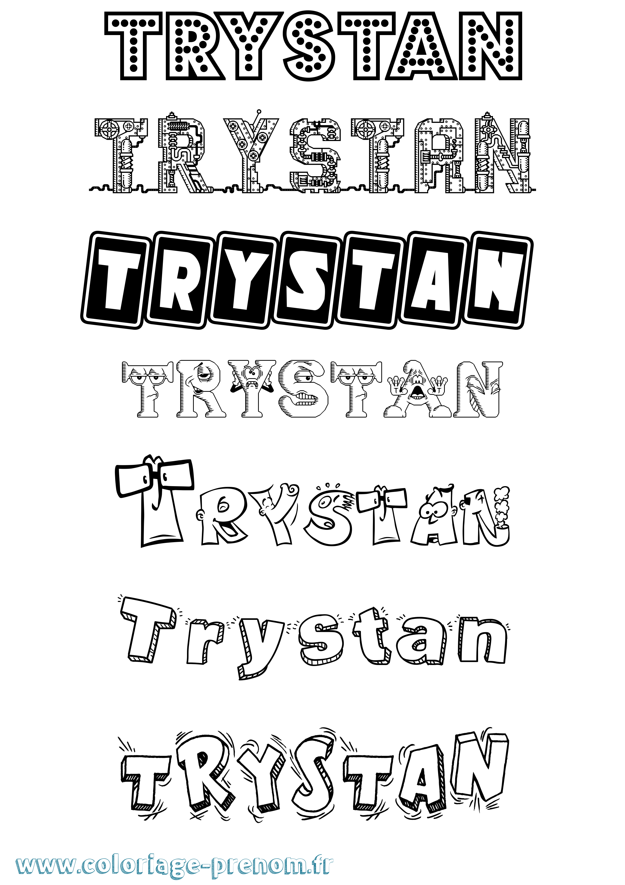 Coloriage prénom Trystan Fun