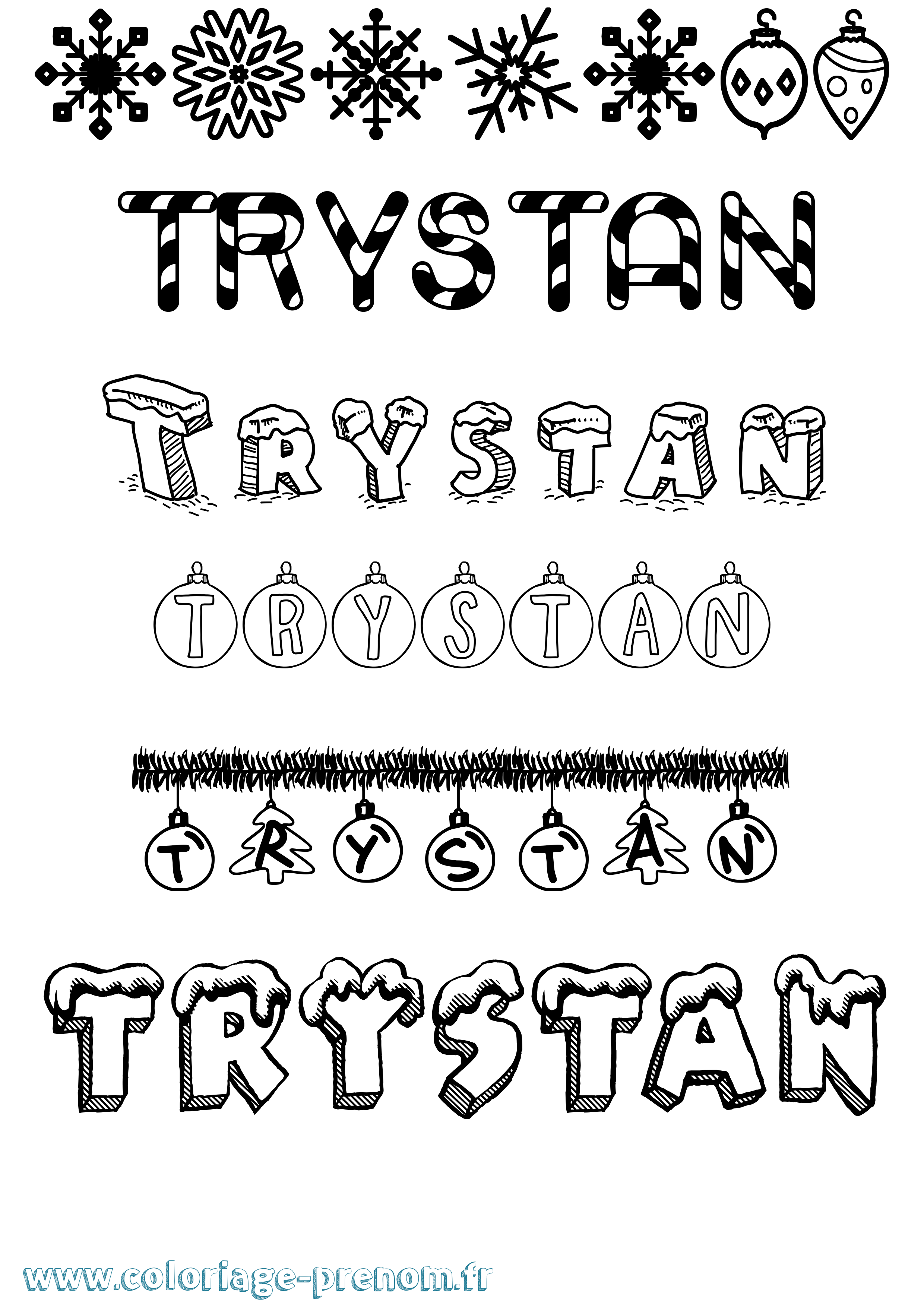 Coloriage prénom Trystan Noël