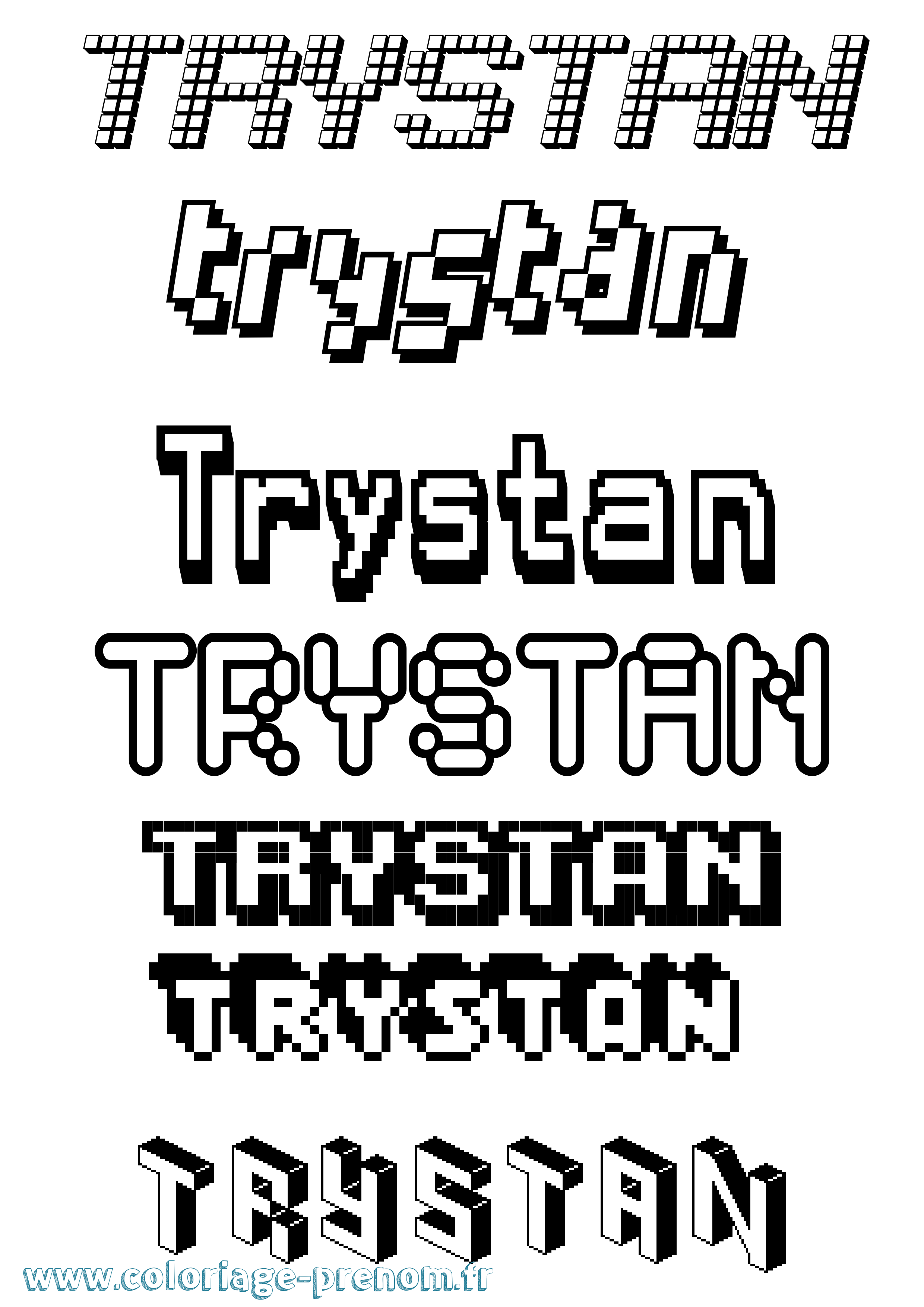 Coloriage prénom Trystan Pixel