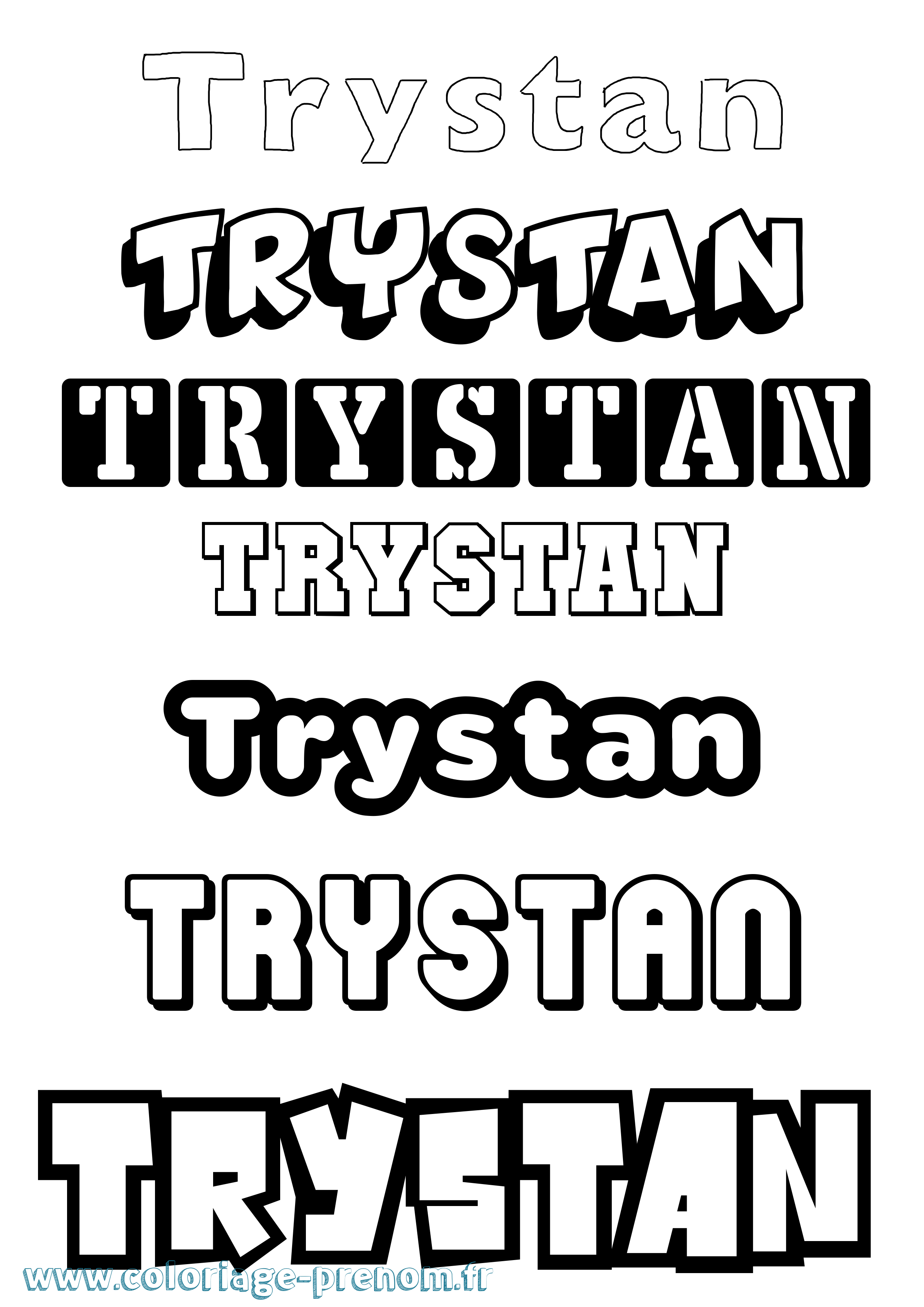 Coloriage prénom Trystan Simple