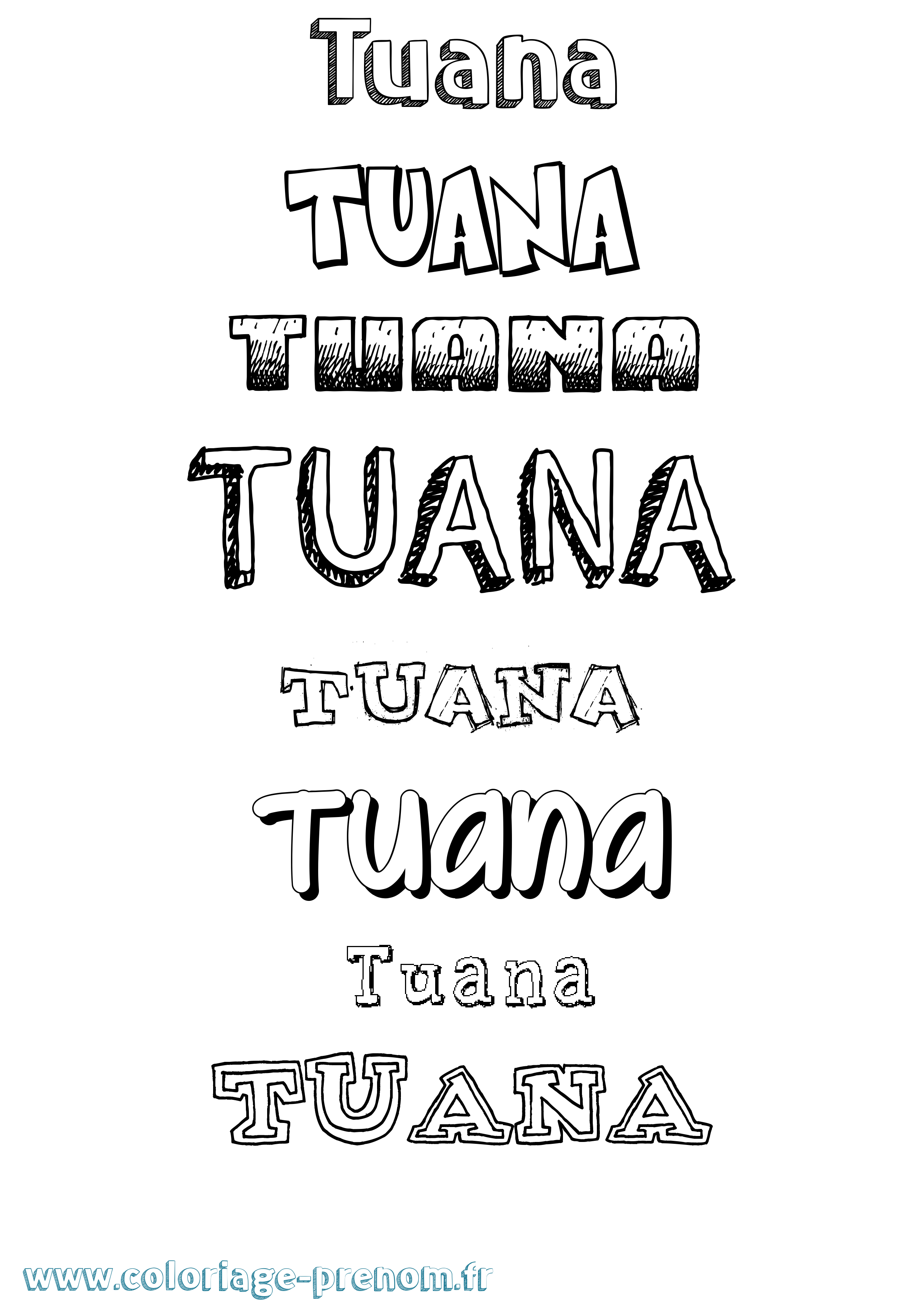 Coloriage prénom Tuana Dessiné