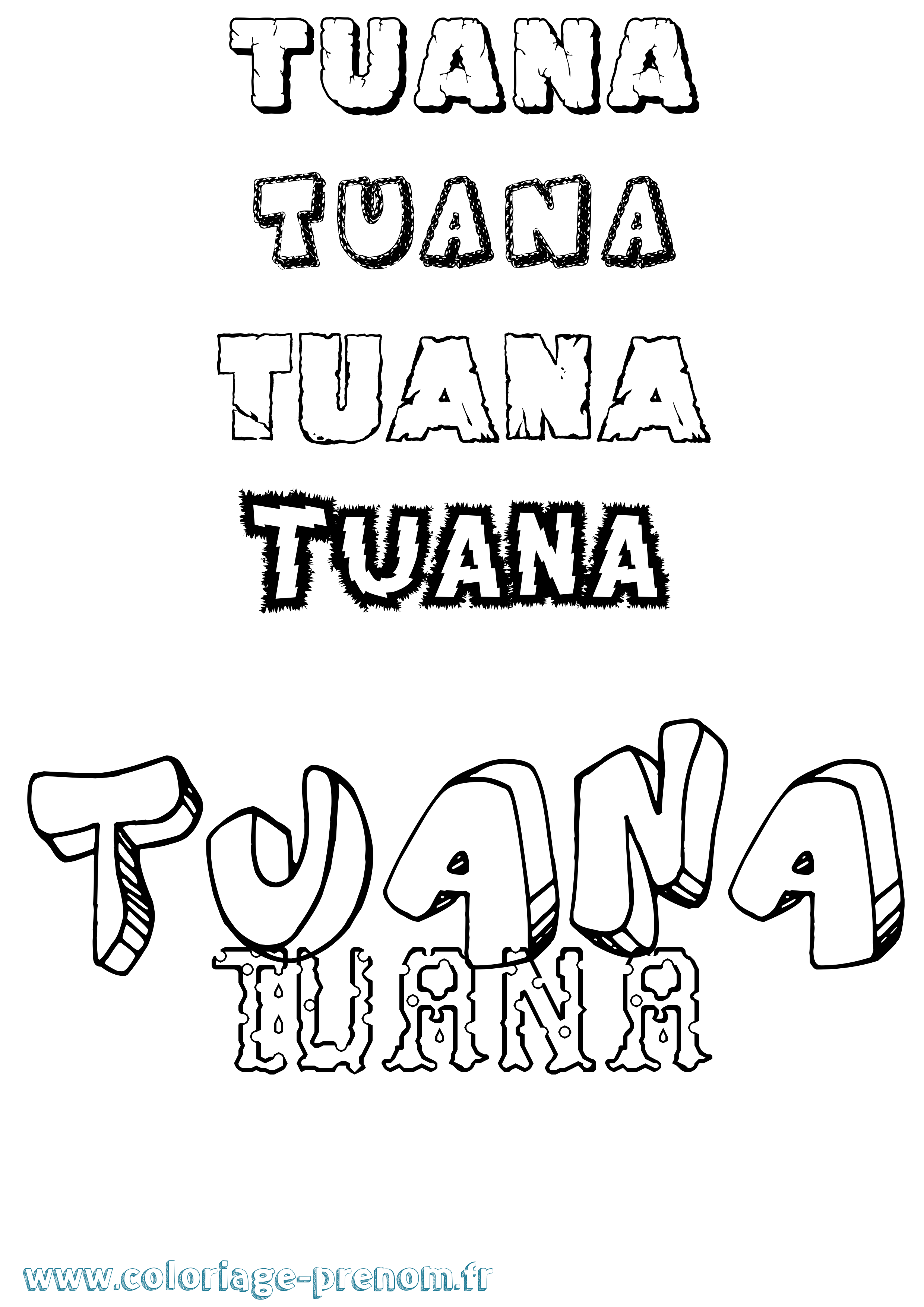 Coloriage prénom Tuana Destructuré