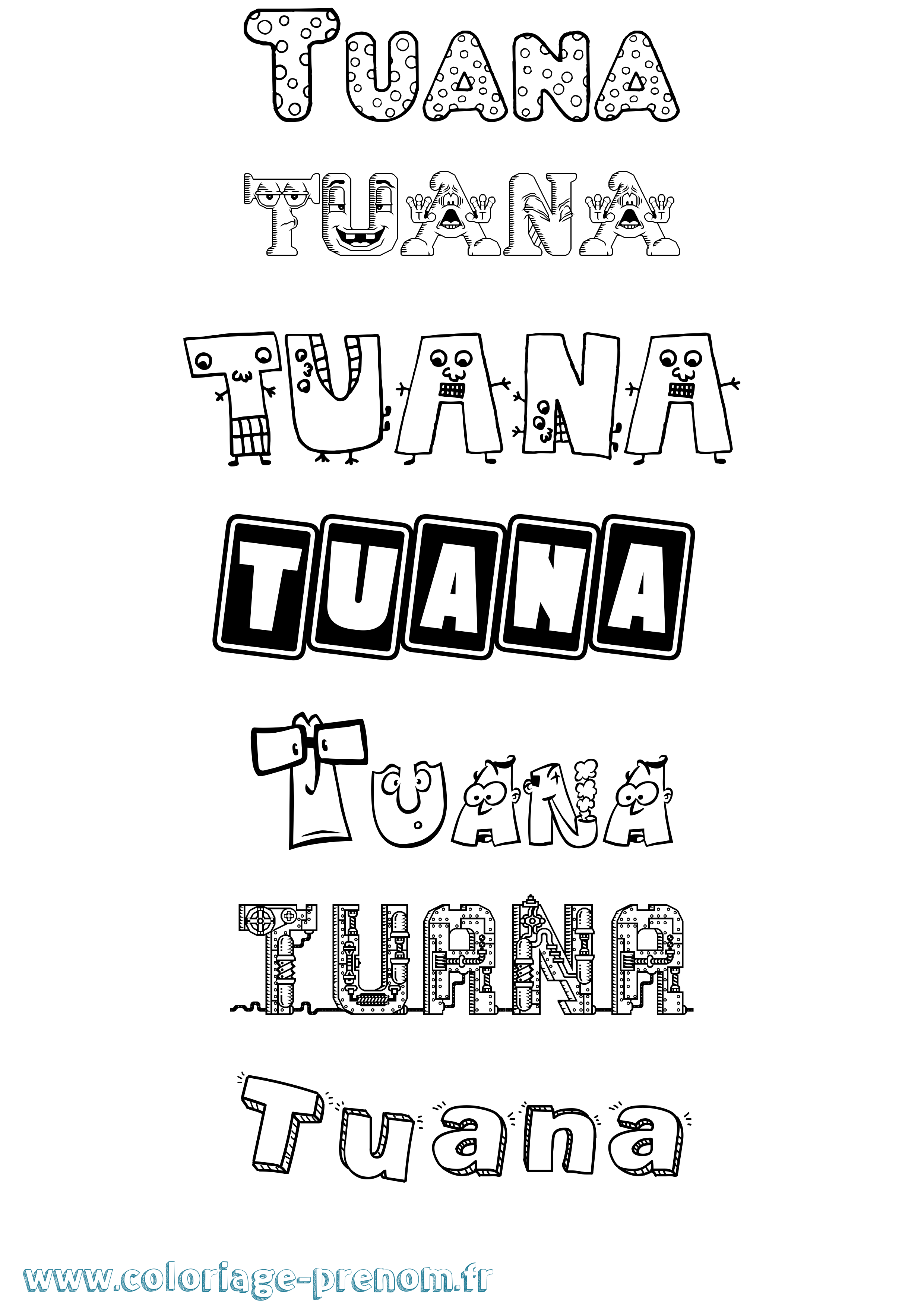 Coloriage prénom Tuana Fun