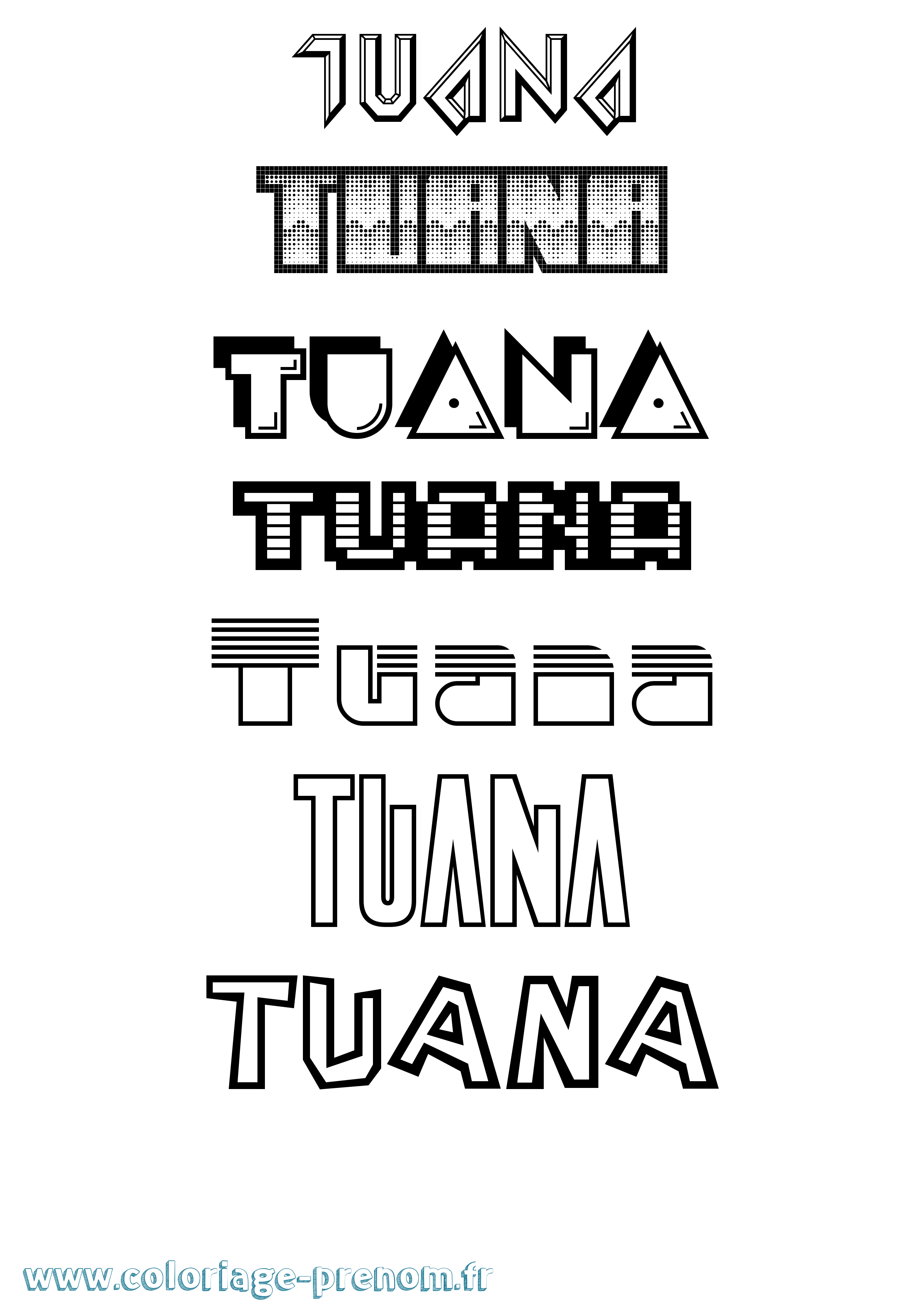 Coloriage prénom Tuana Jeux Vidéos