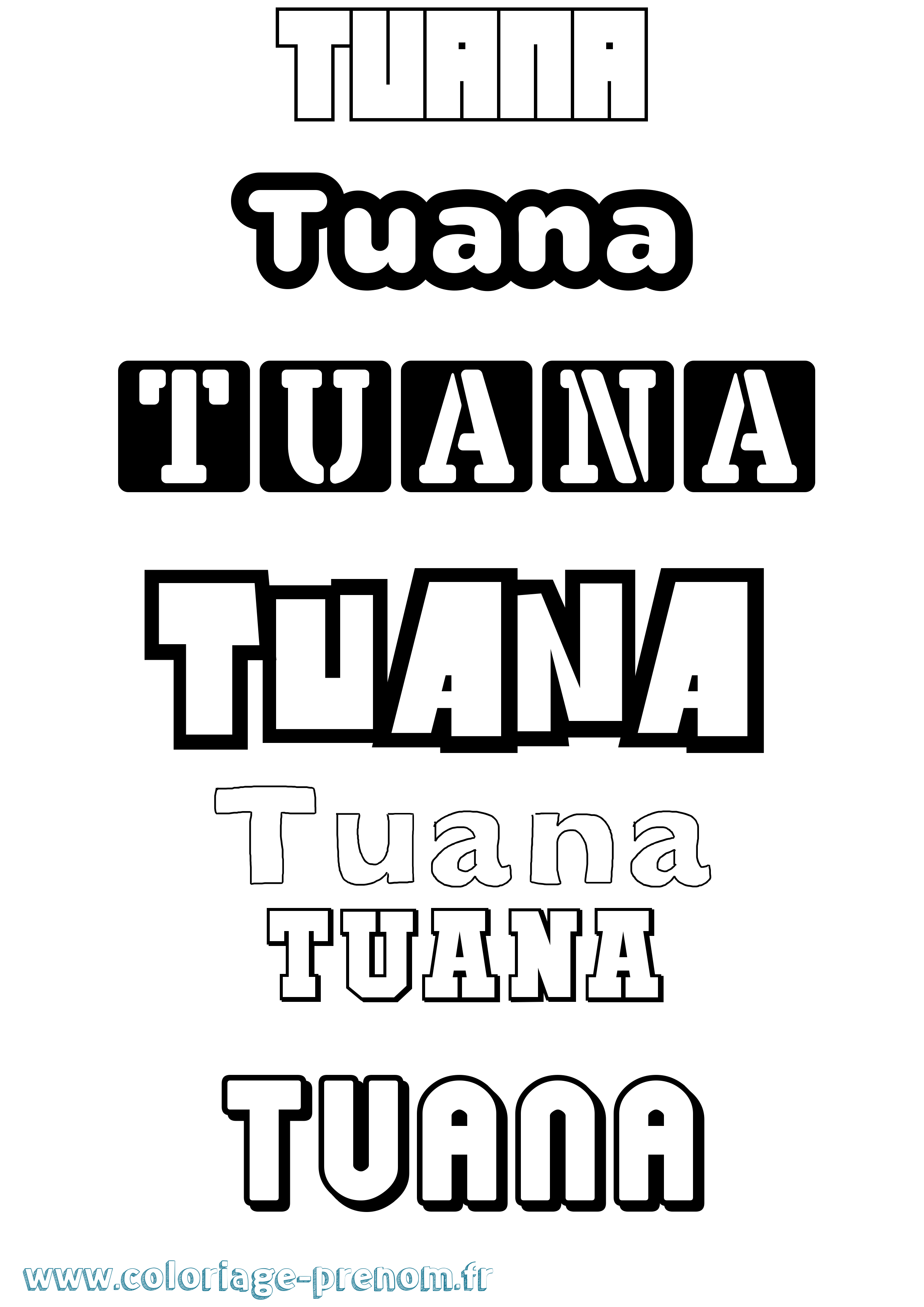 Coloriage prénom Tuana Simple