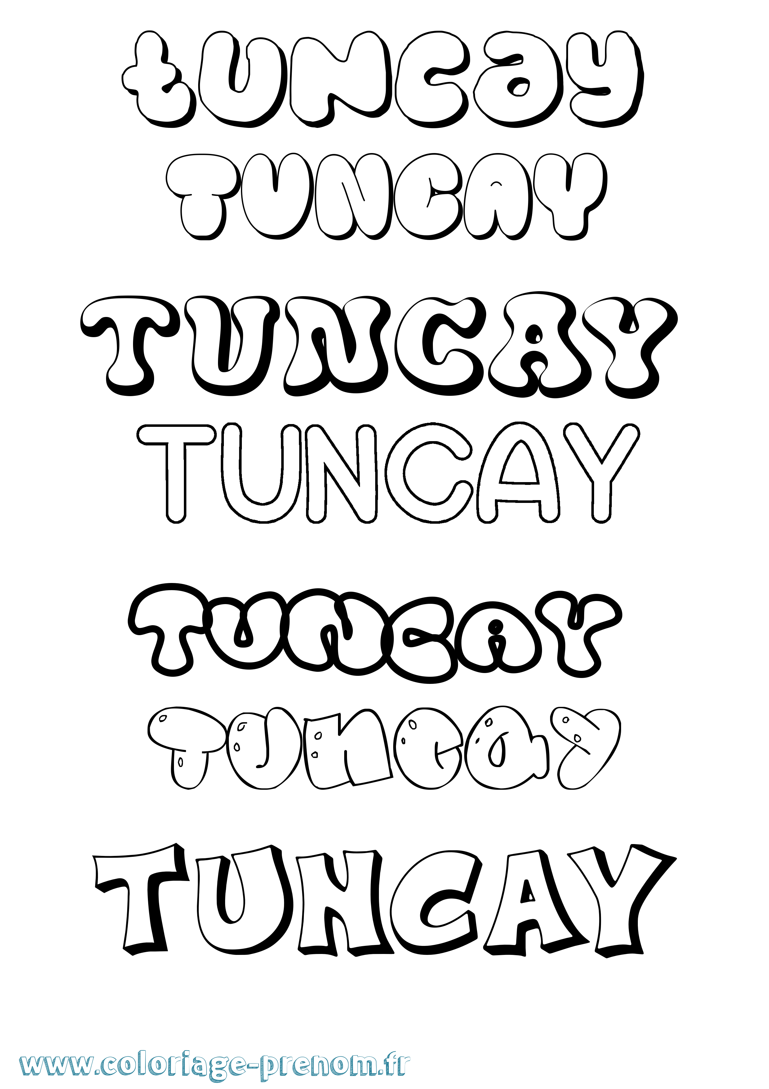 Coloriage Tuncay Bubble Coloriage prénom Tuncay Bubble
