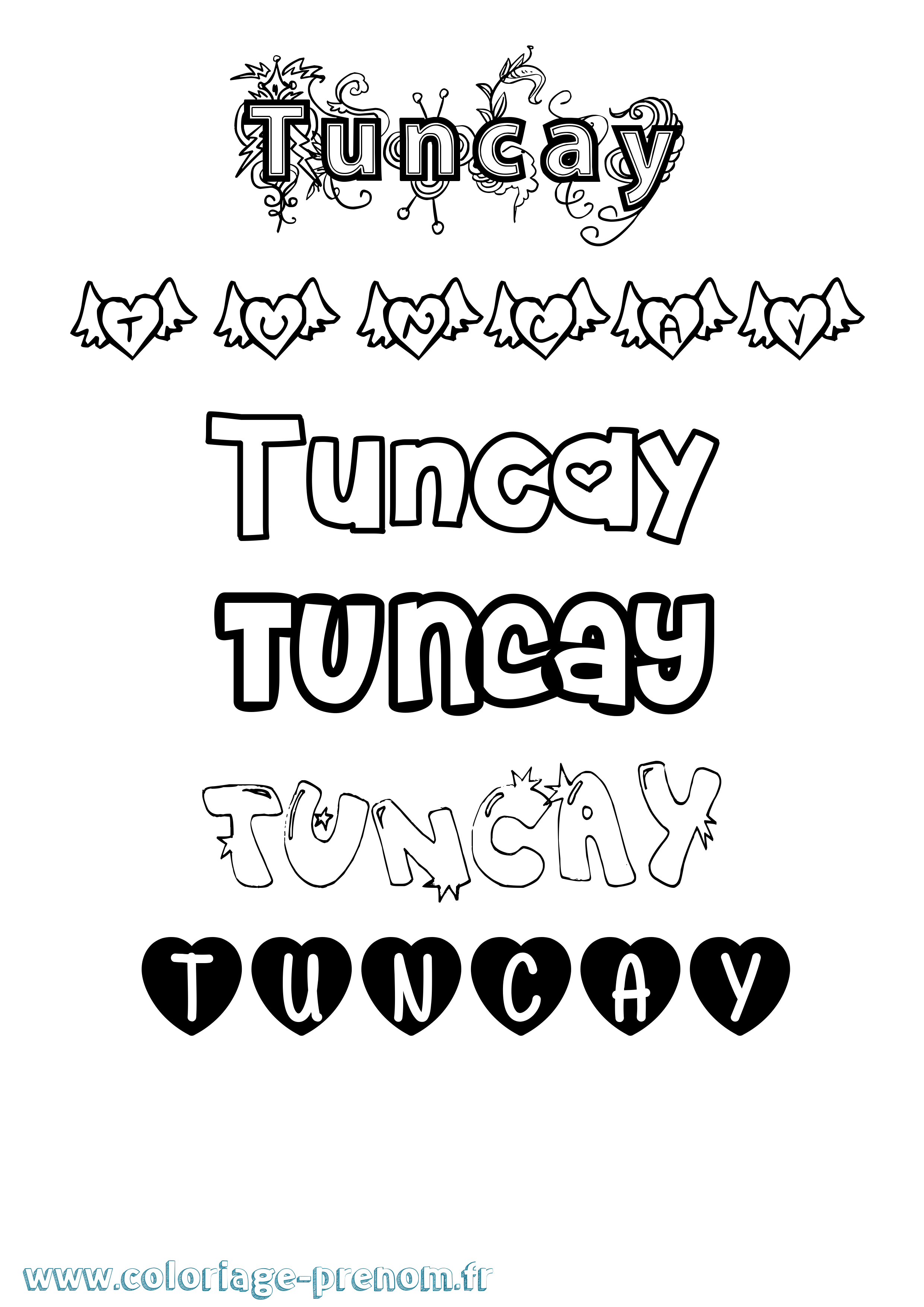 Coloriage Tuncay Girly Coloriage prénom Tuncay Girly