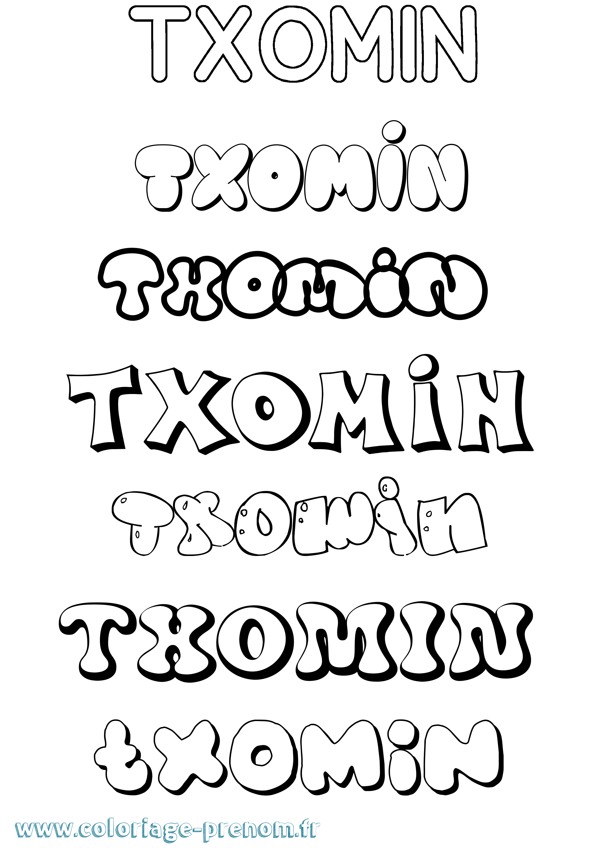 Coloriage Txomin Bubble Coloriage prénom Txomin Bubble