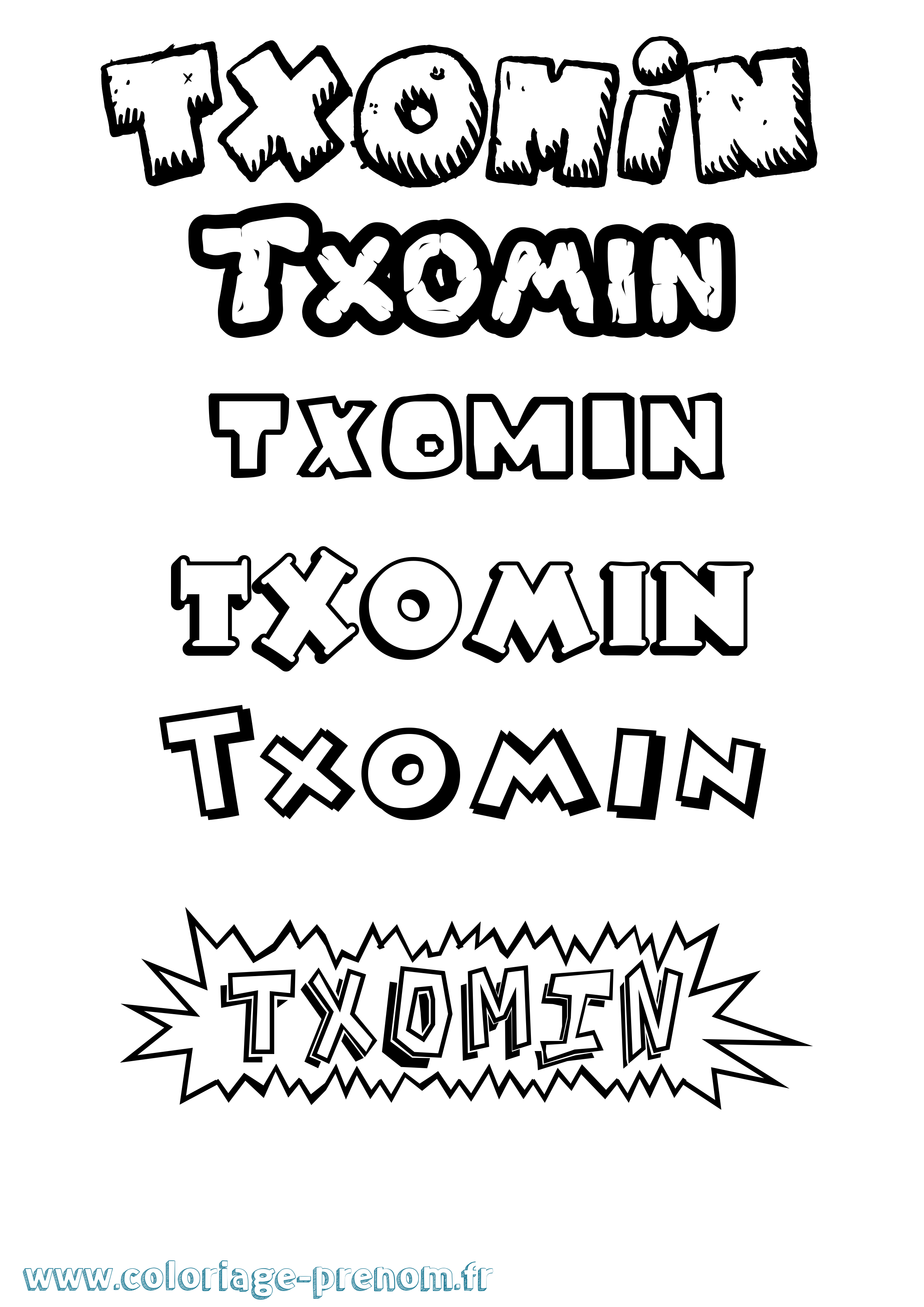 Coloriage Txomin Dessin Animé Coloriage prénom Txomin Dessin Animé