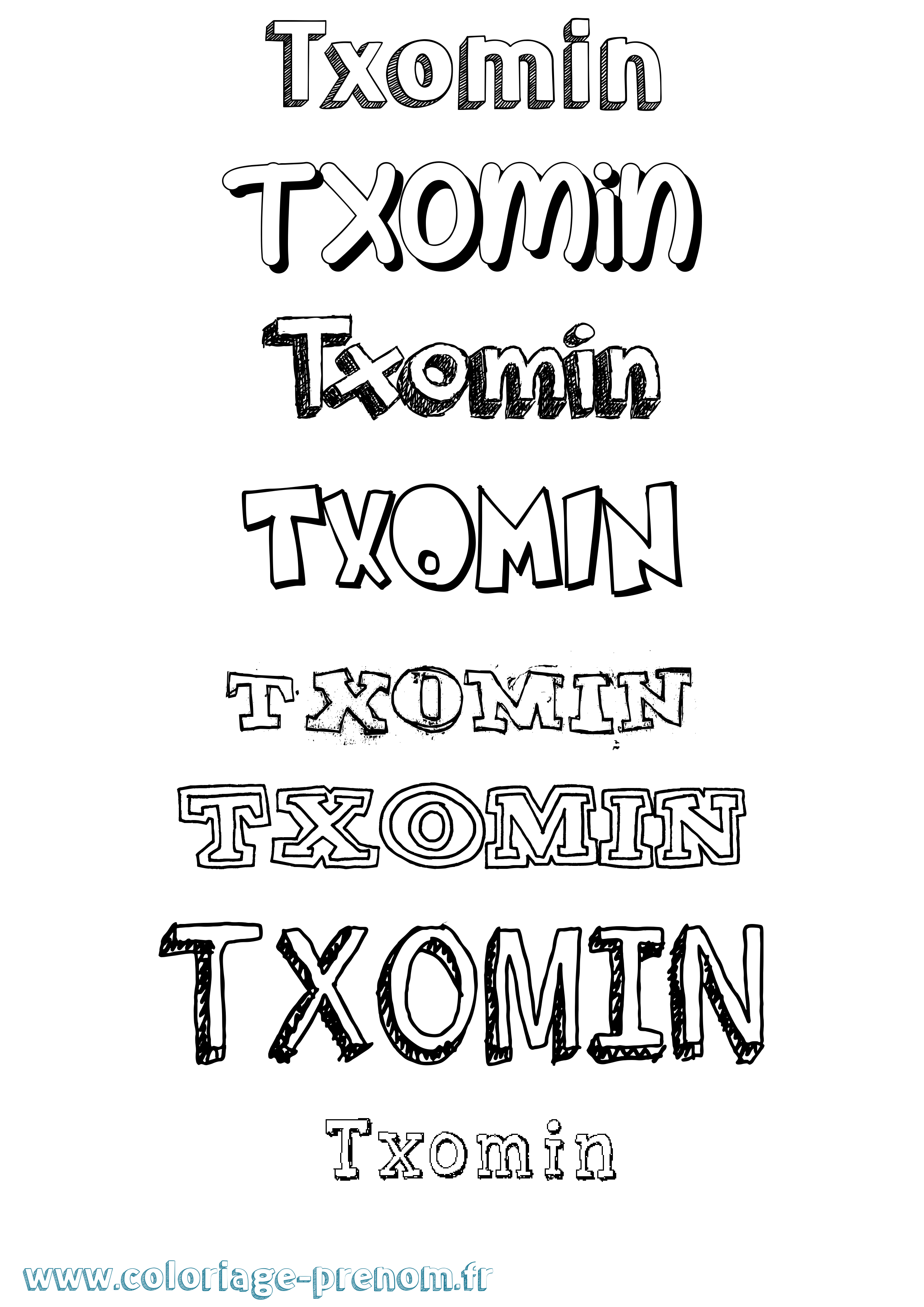 Coloriage Txomin Dessiné Coloriage prénom Txomin Dessiné