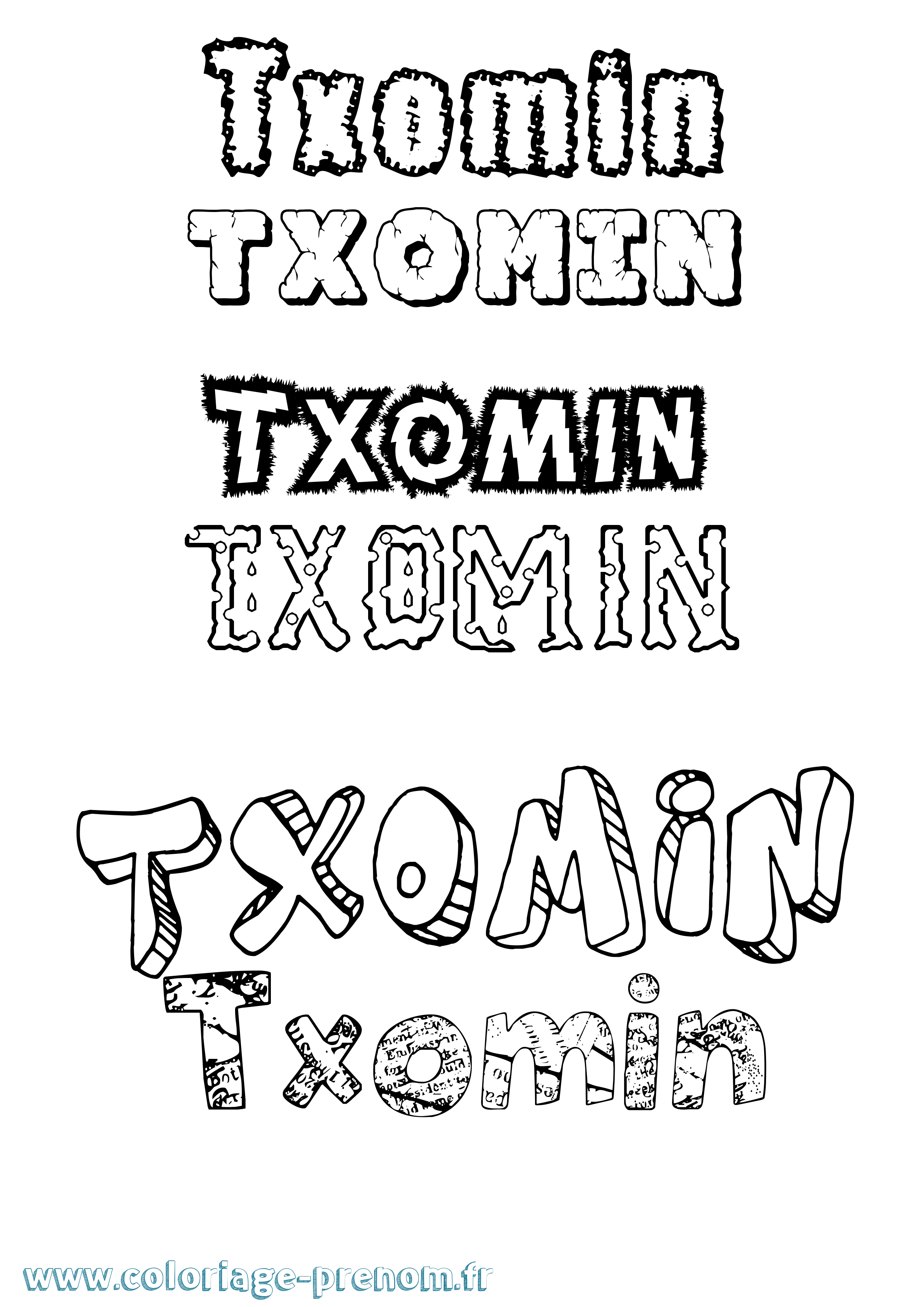 Coloriage prénom Txomin Destructuré