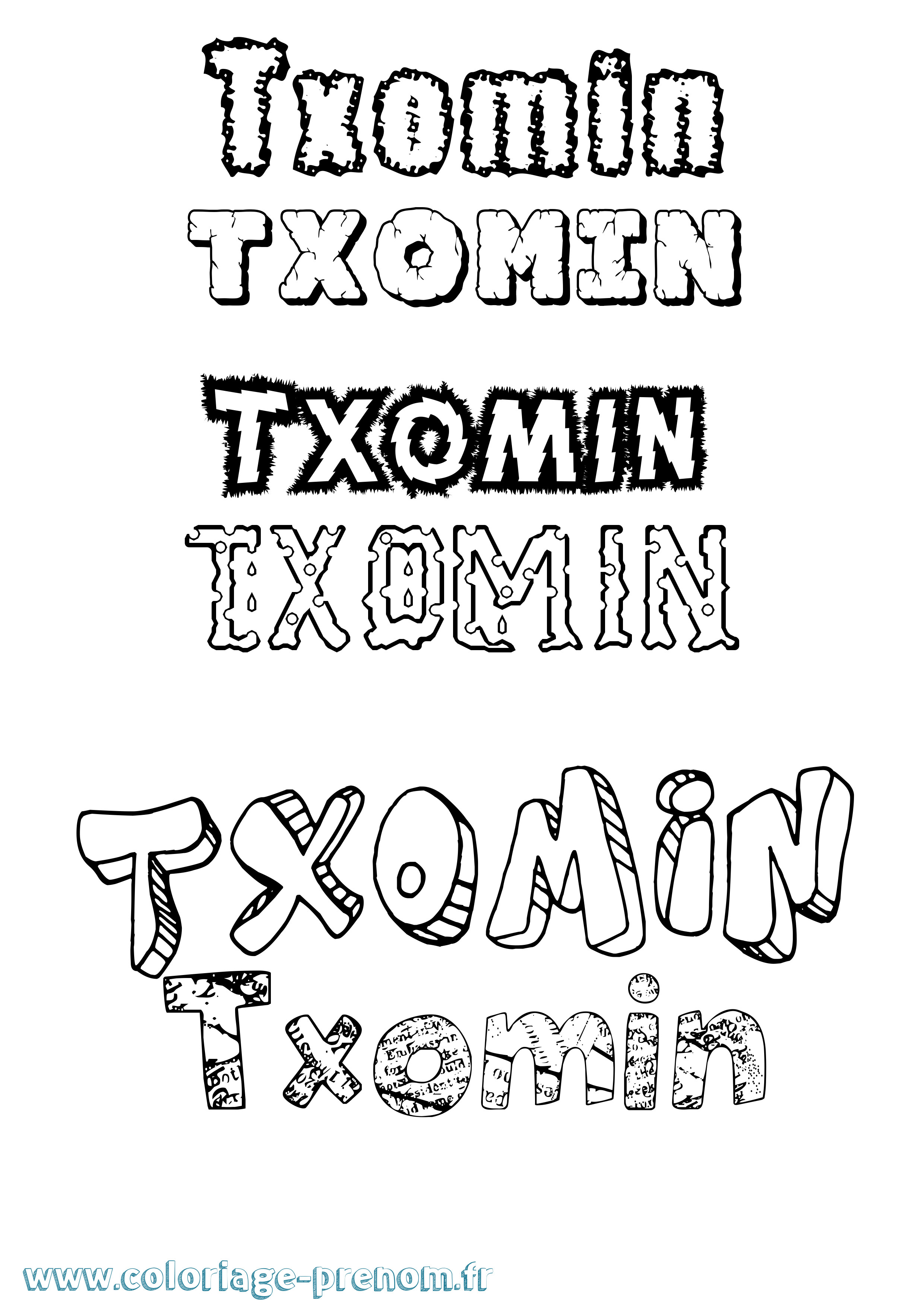 Coloriage Txomin Destructuré Coloriage prénom Txomin Destructuré