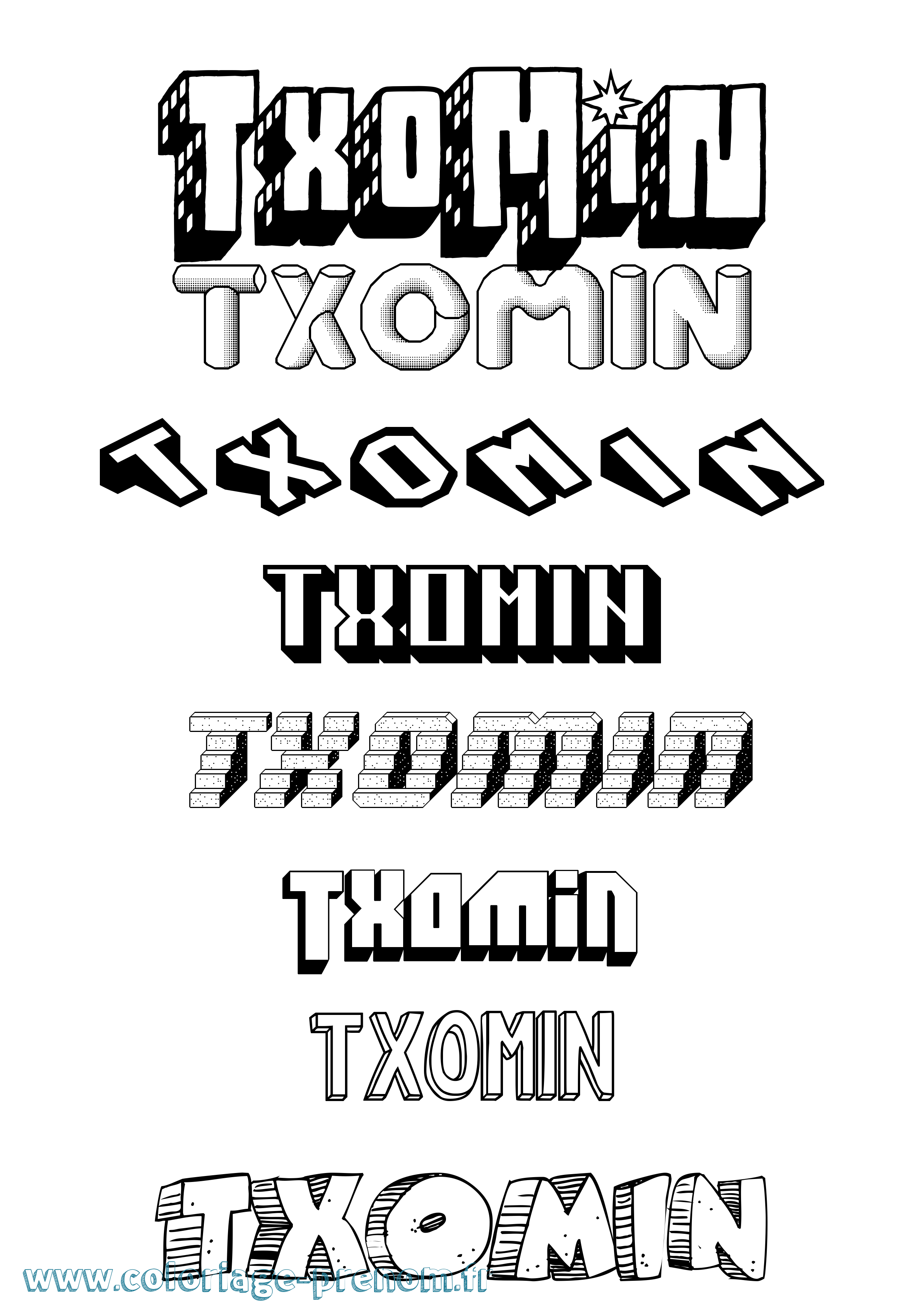 Coloriage Txomin Effet 3D Coloriage prénom Txomin Effet 3D