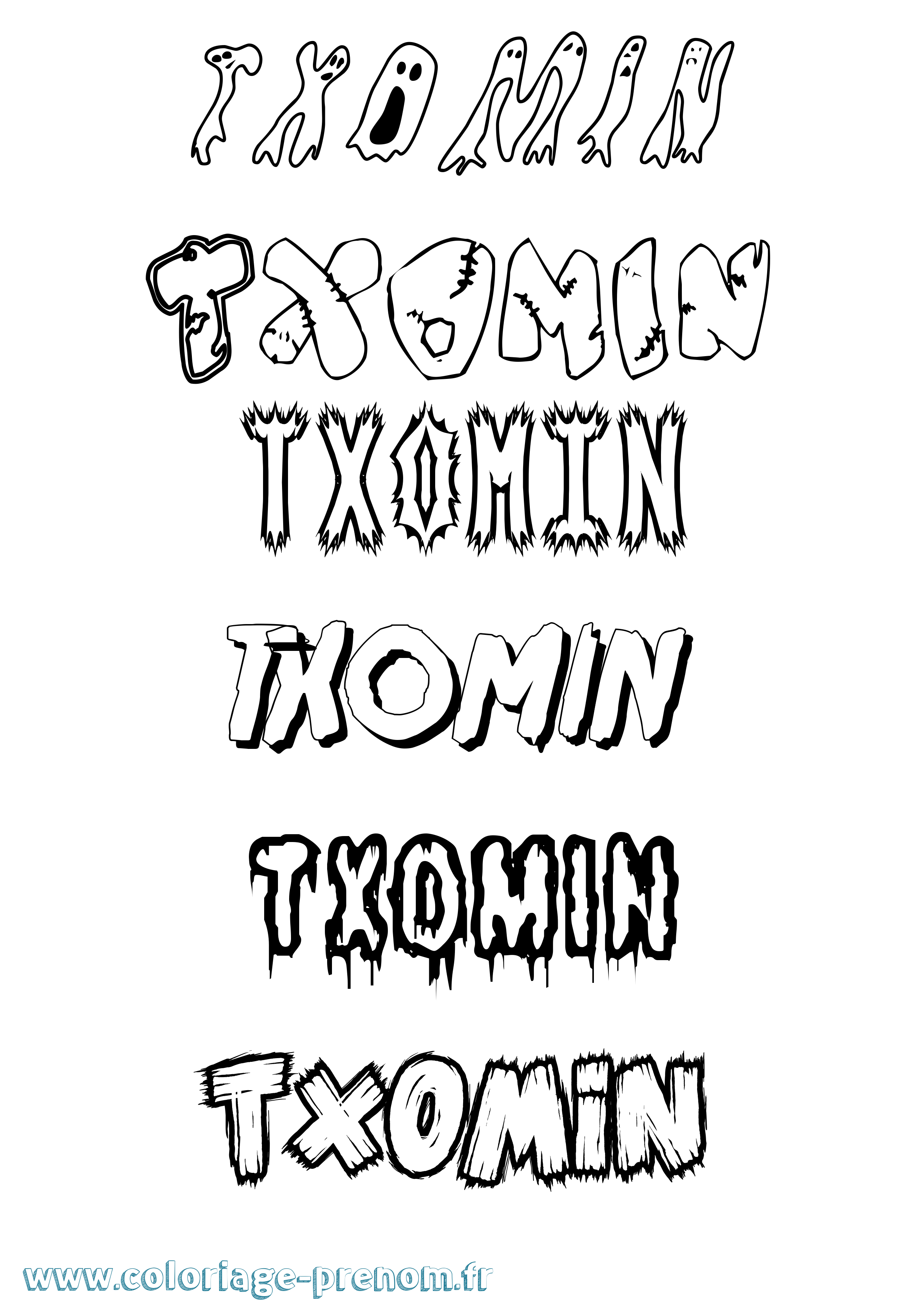 Coloriage prénom Txomin Frisson