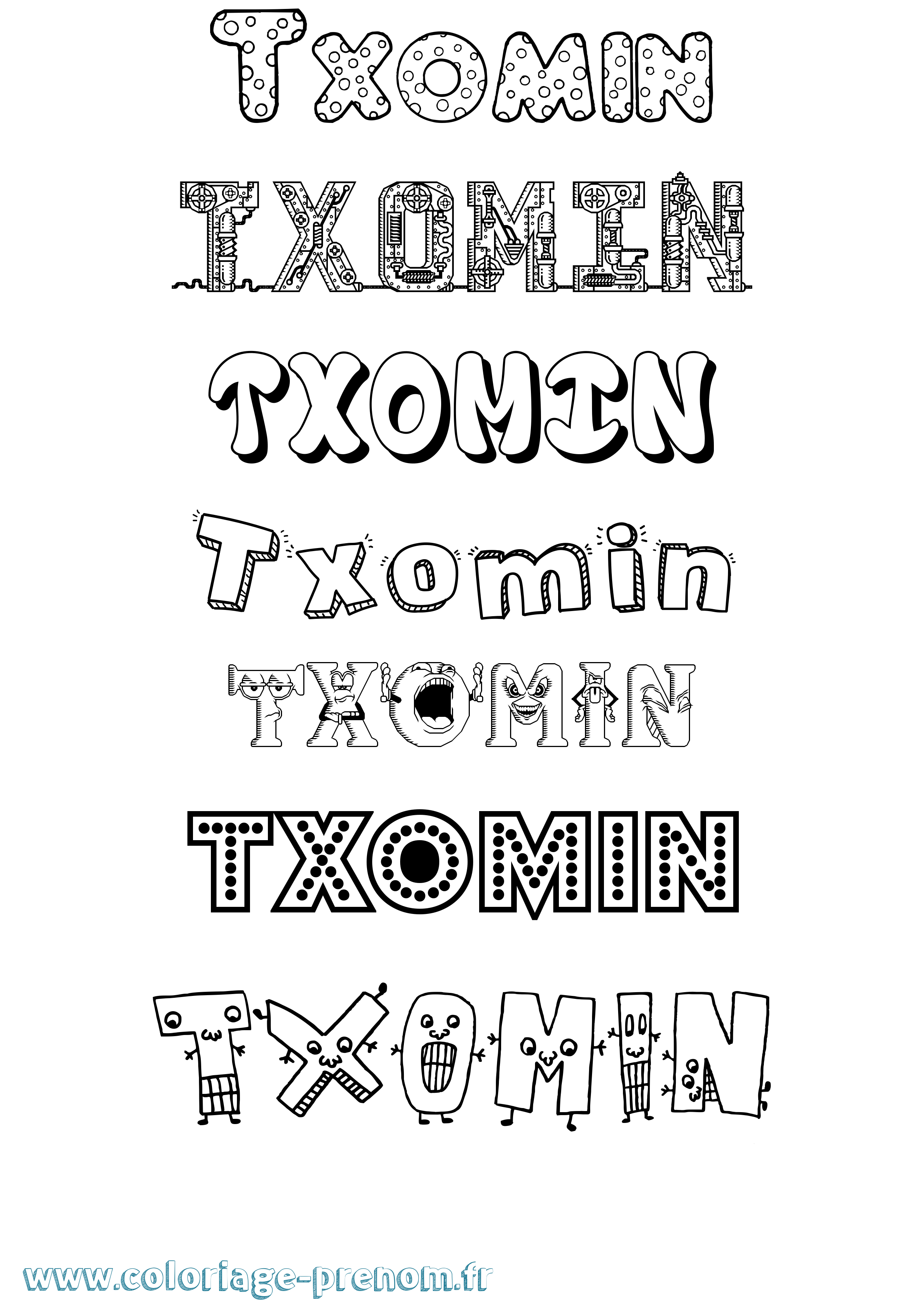 Coloriage Txomin Fun Coloriage prénom Txomin Fun