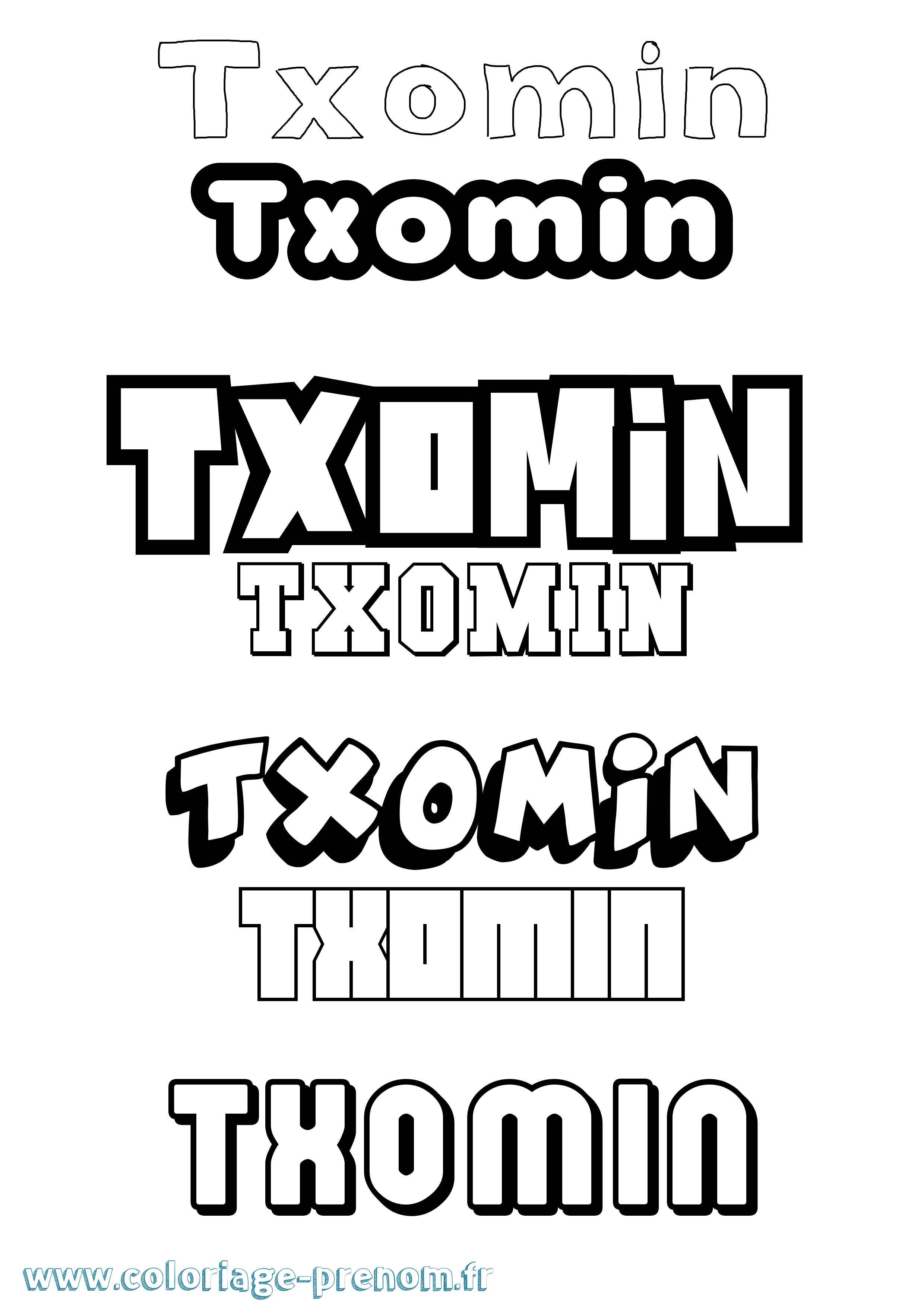 Coloriage prénom Txomin Simple