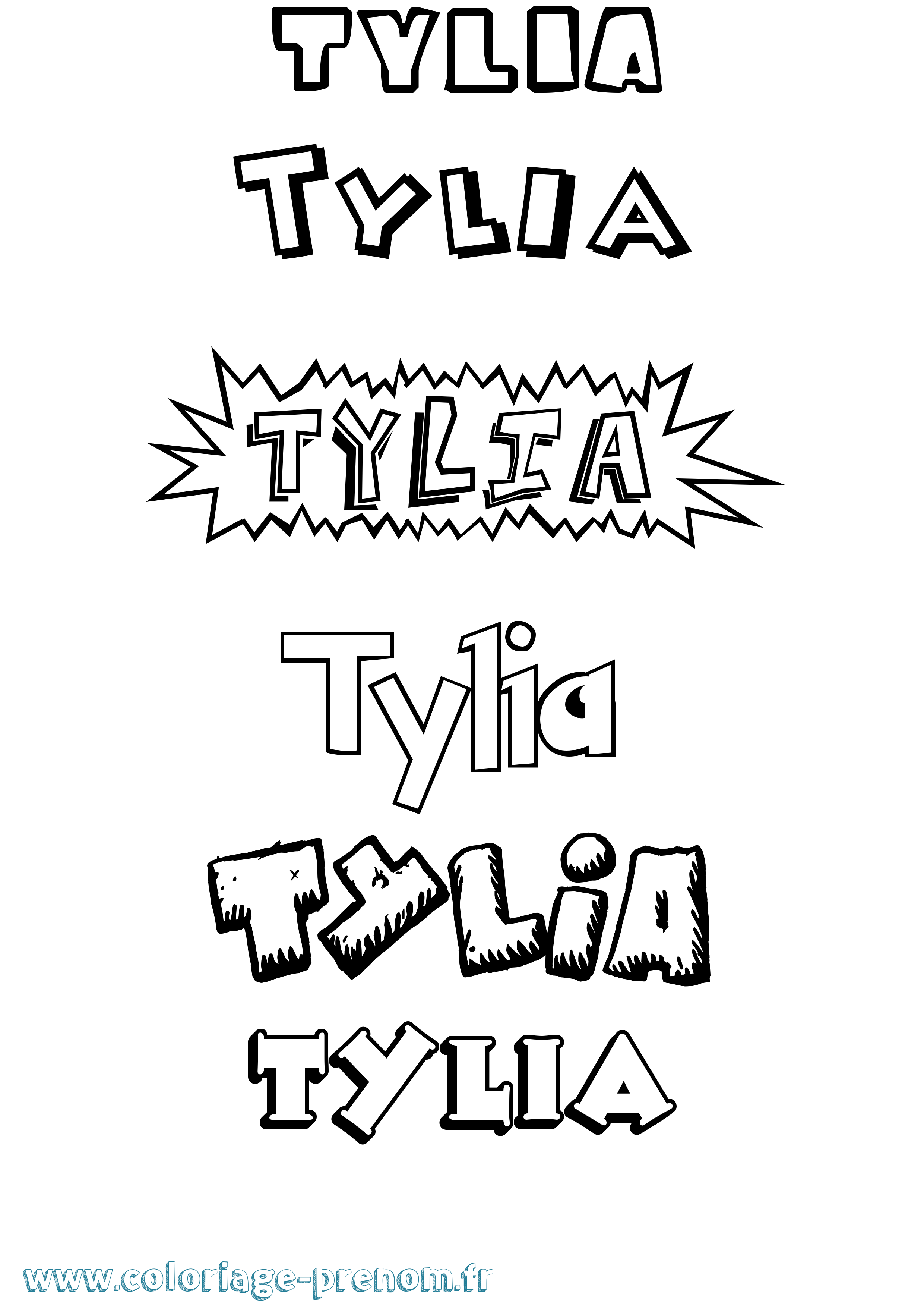 Coloriage prénom Tylia Dessin Animé