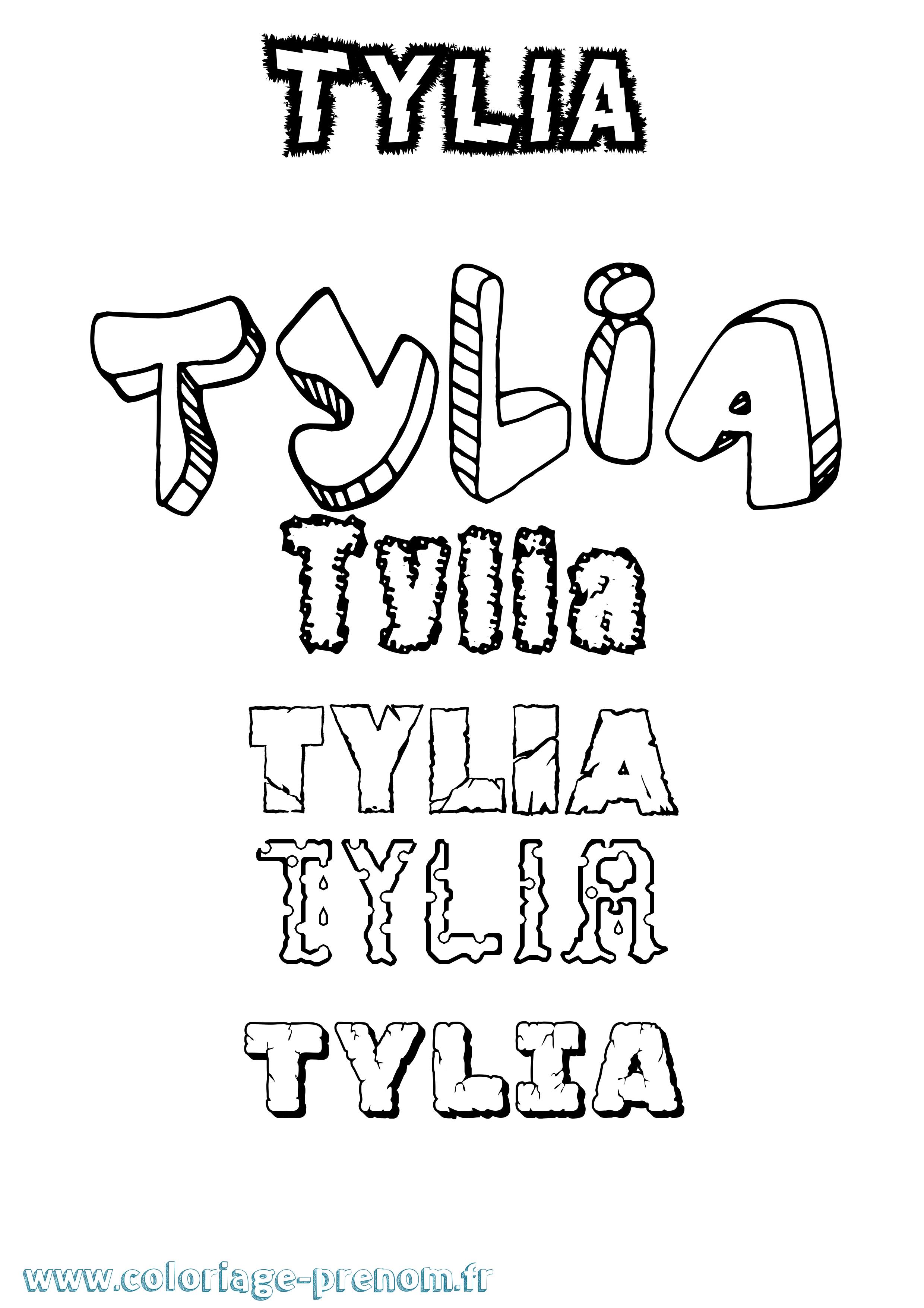 Coloriage prénom Tylia Destructuré