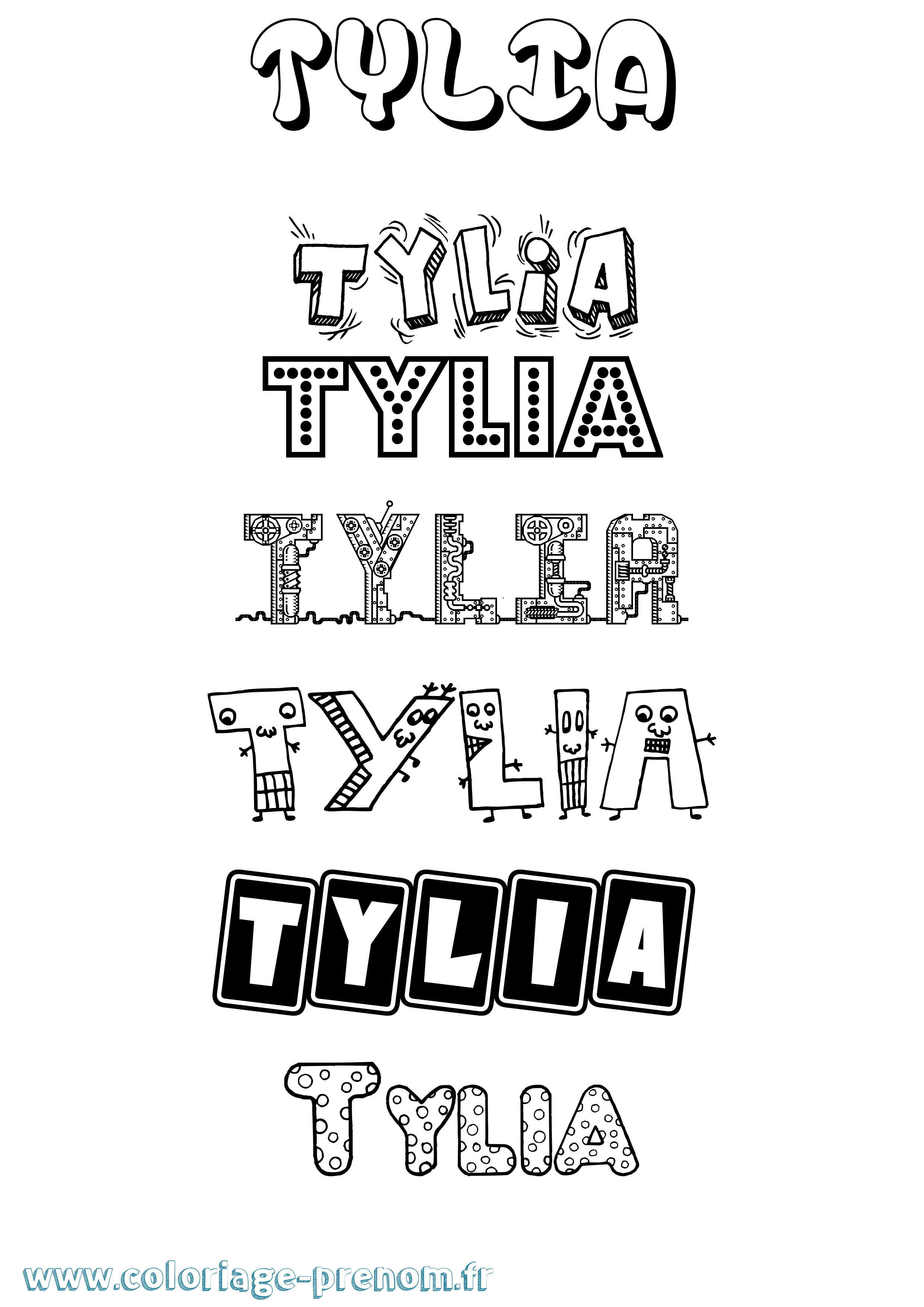 Coloriage prénom Tylia Fun