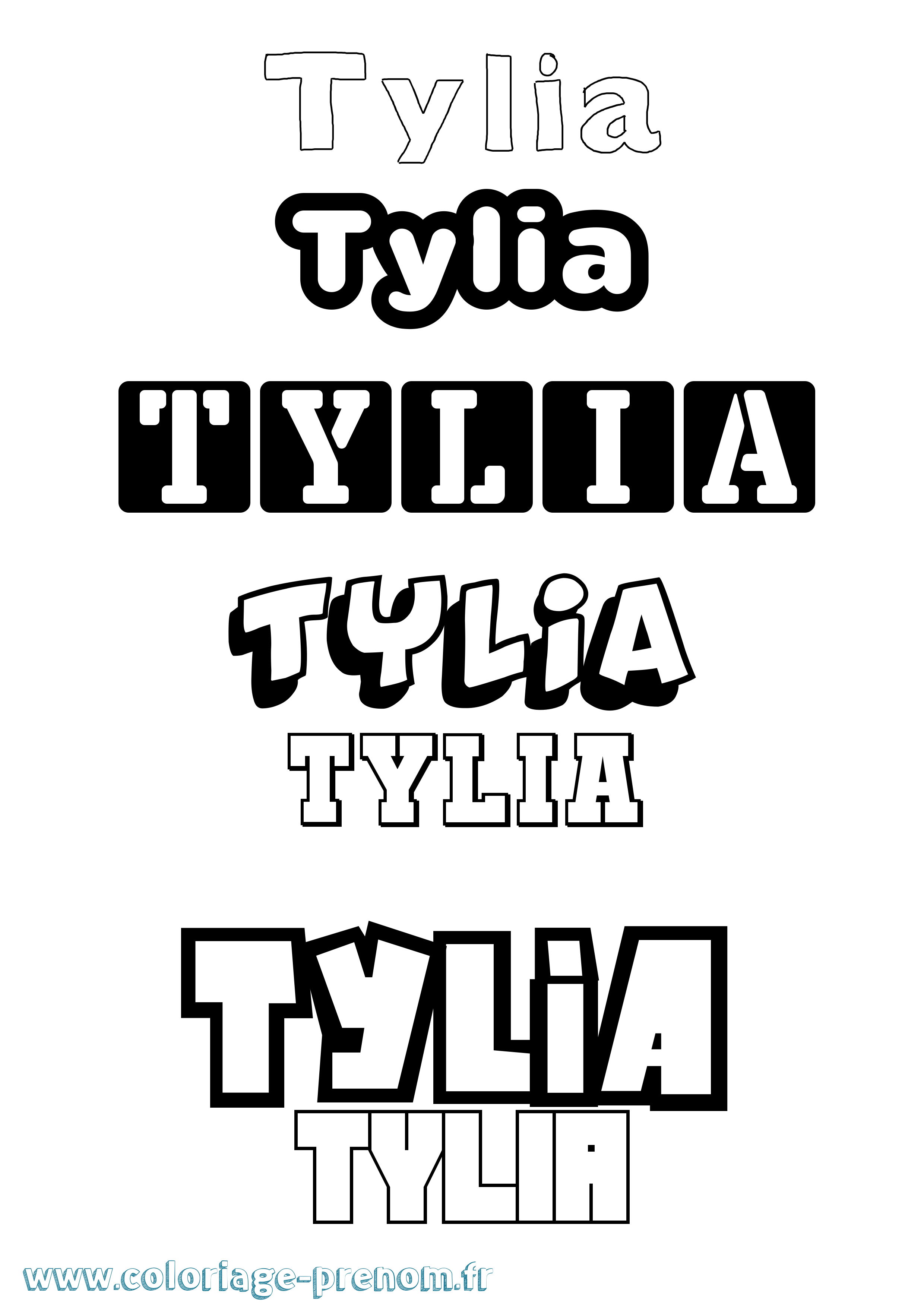 Coloriage prénom Tylia Simple