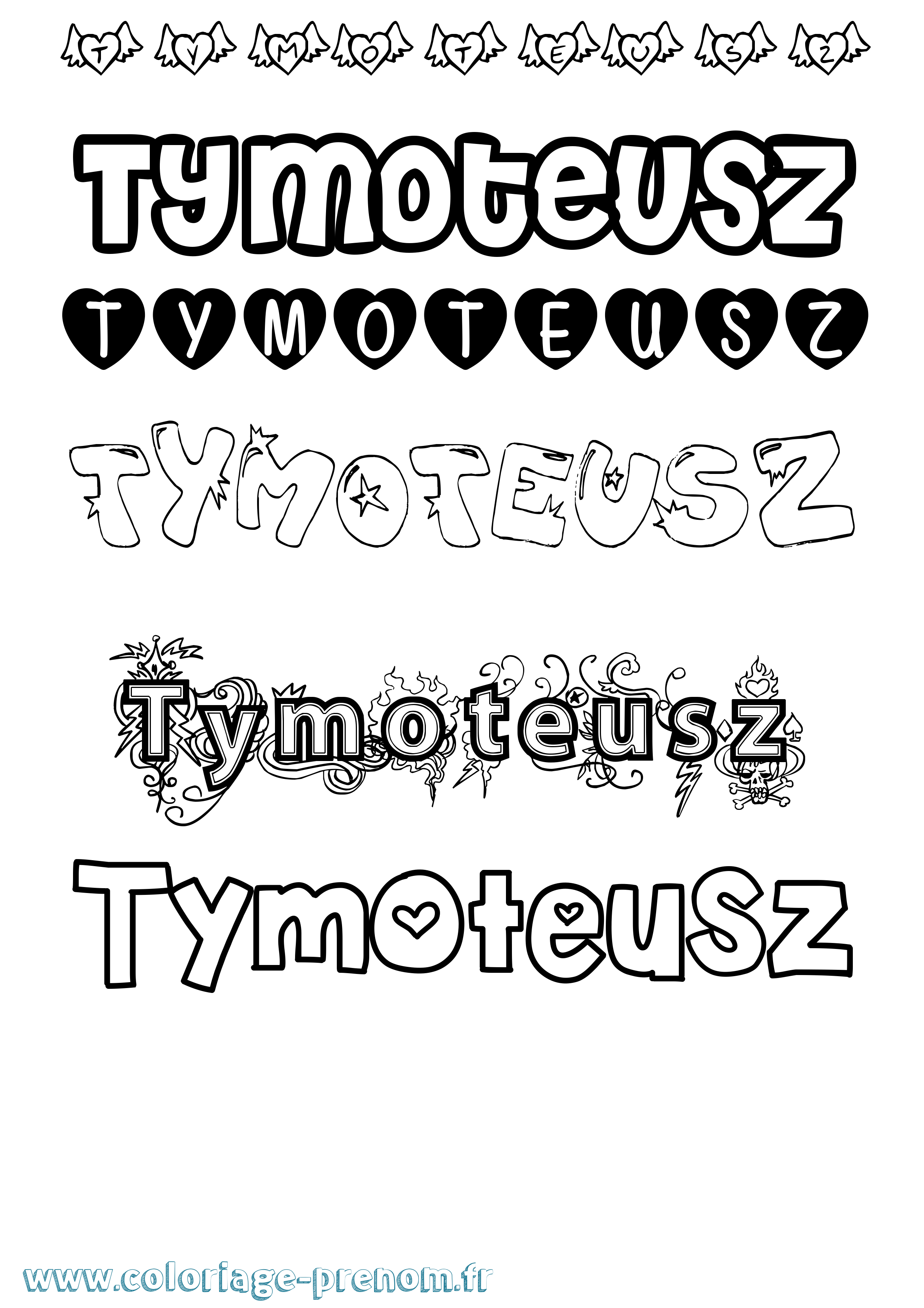 Coloriage prénom Tymoteusz Girly